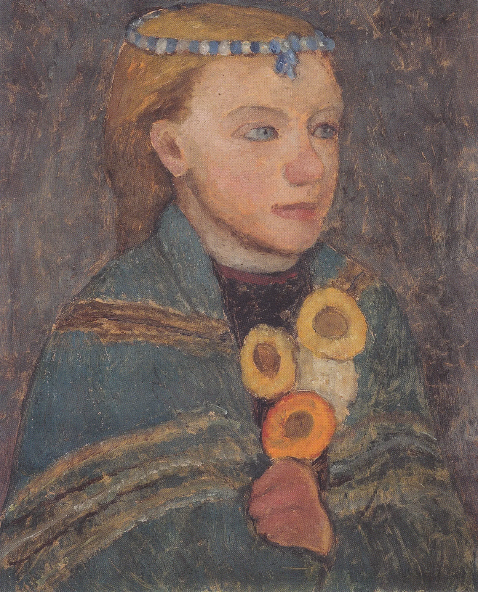 Girl with Blue and White Chain in Her Hair