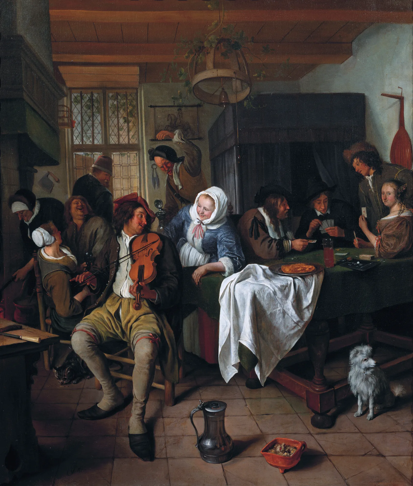 Interior of a Tavern with Cardplayers and a Violin Player