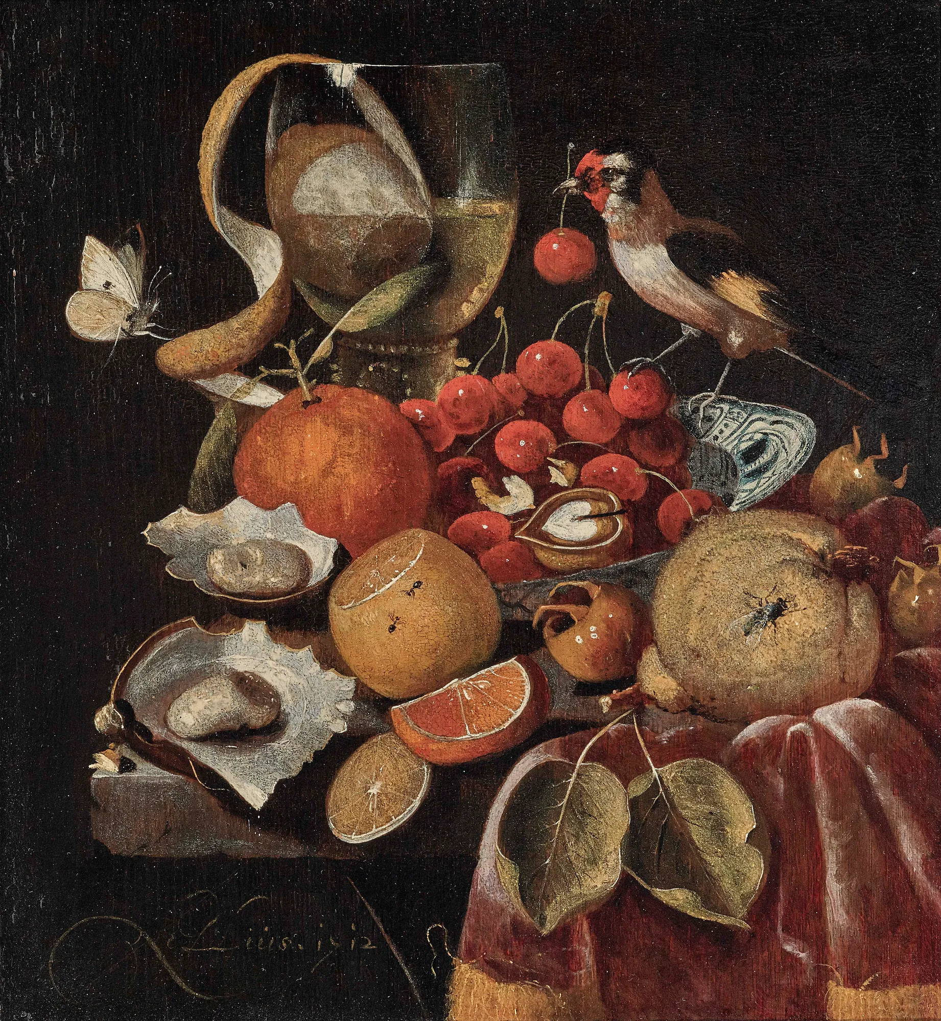 Still Life with Fruit and a Goldfinch