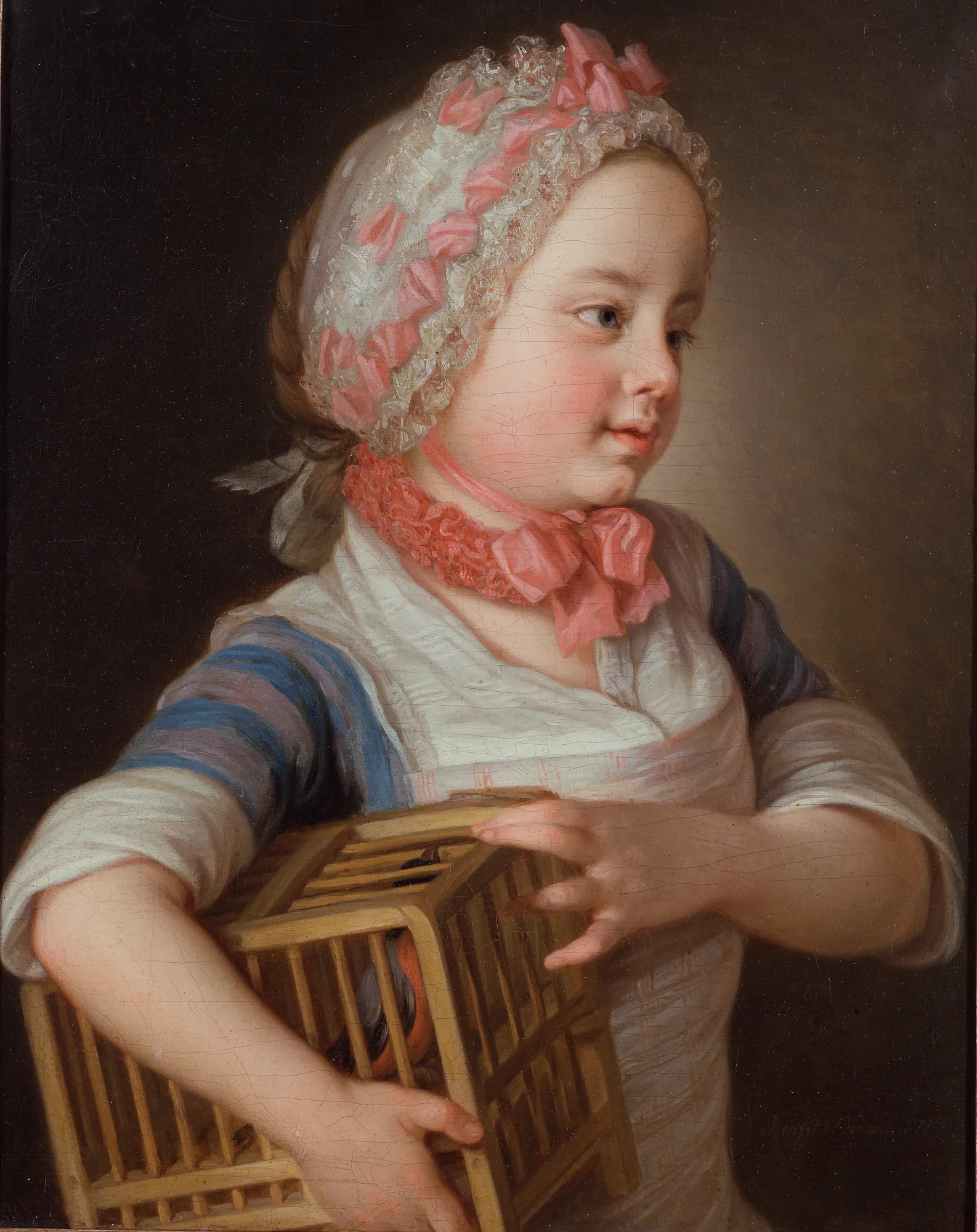 Girl with Bullfinch in a Cage