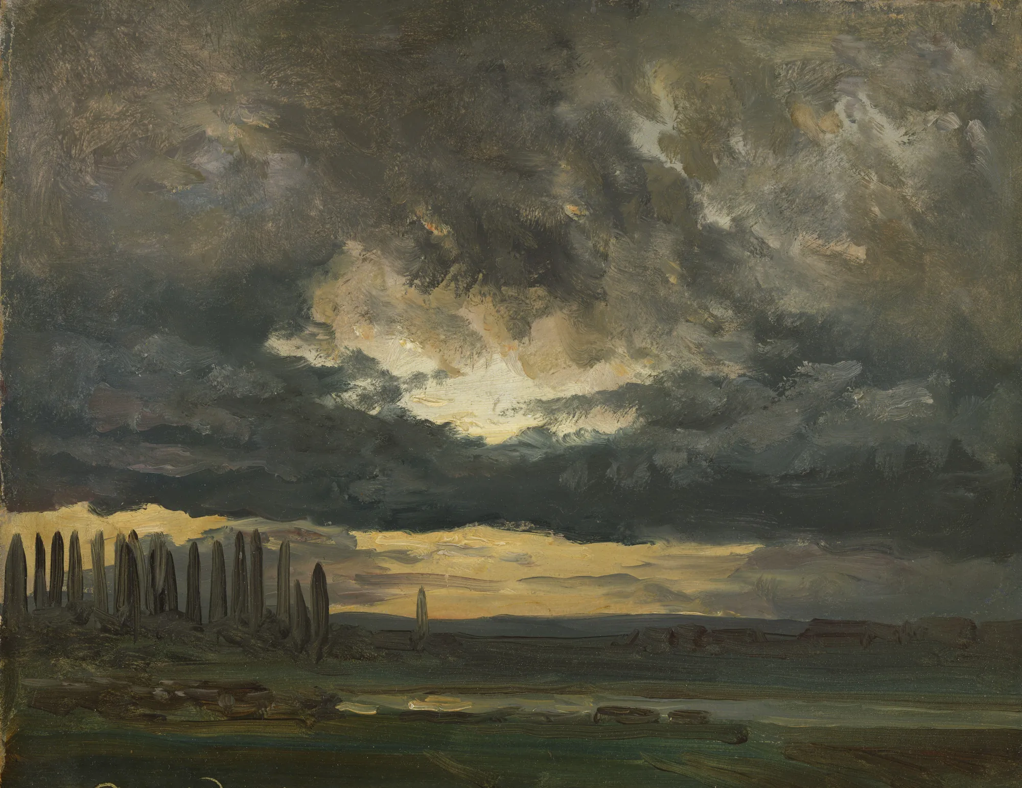 Cloud Study over the Elbe with Poplars