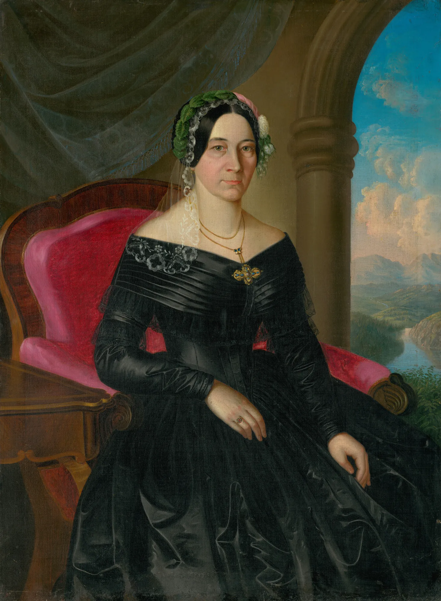 Portrait of a Seated Lady with Landscape