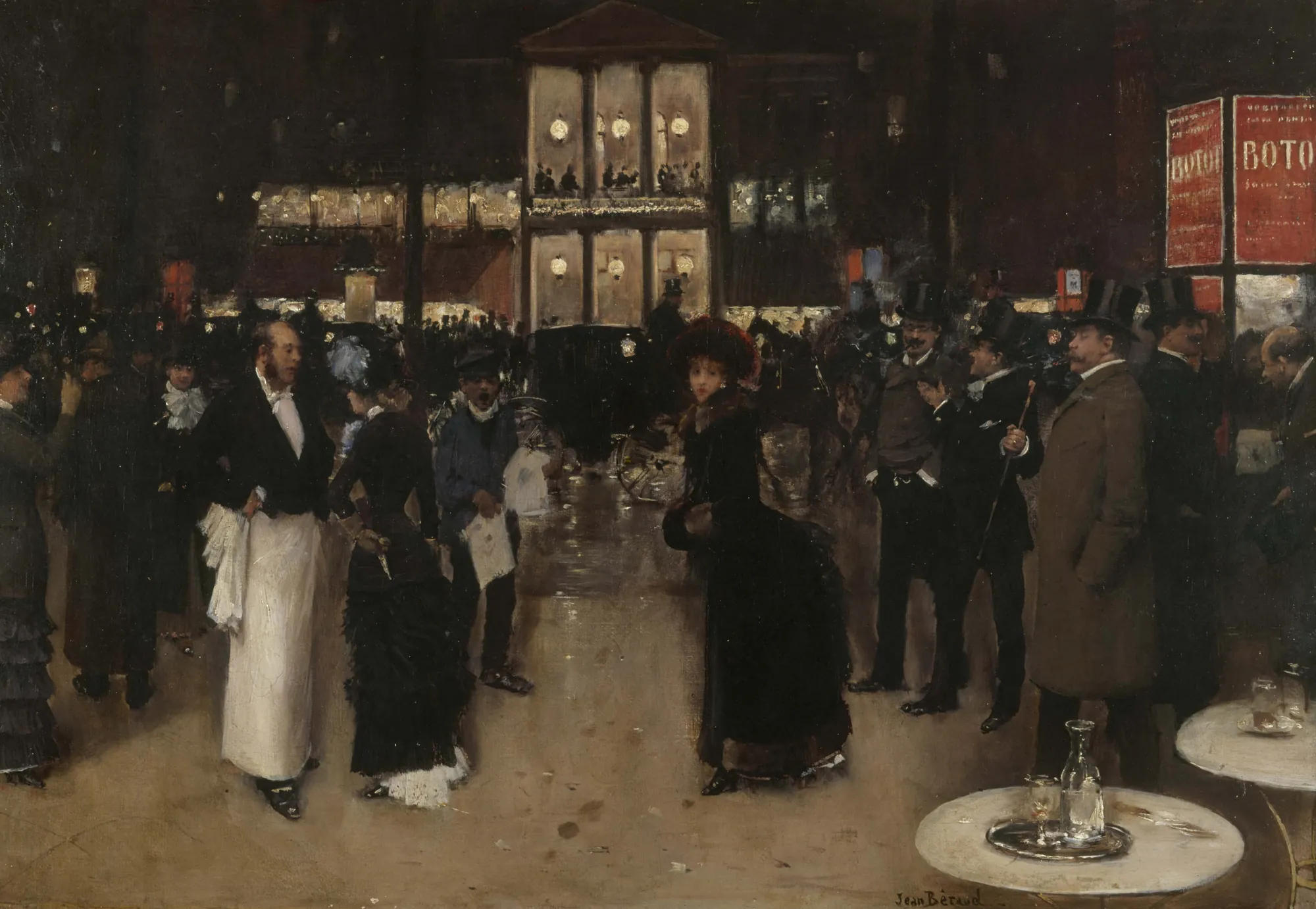 Le Boulevard Montmartre la nuit devant le Théâtre des Variétés