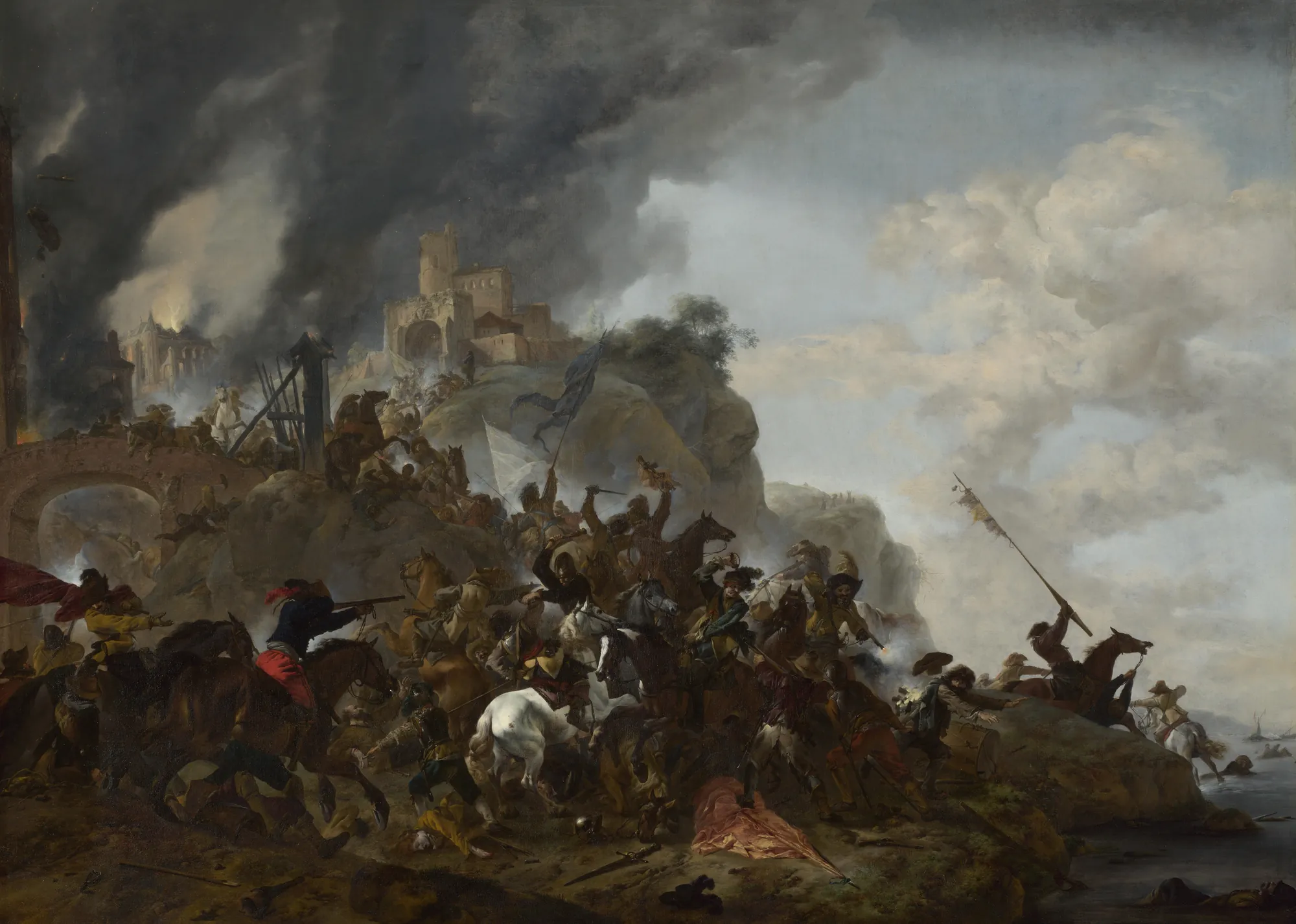 Cavalry making a Sortie from a Fort on a Hill