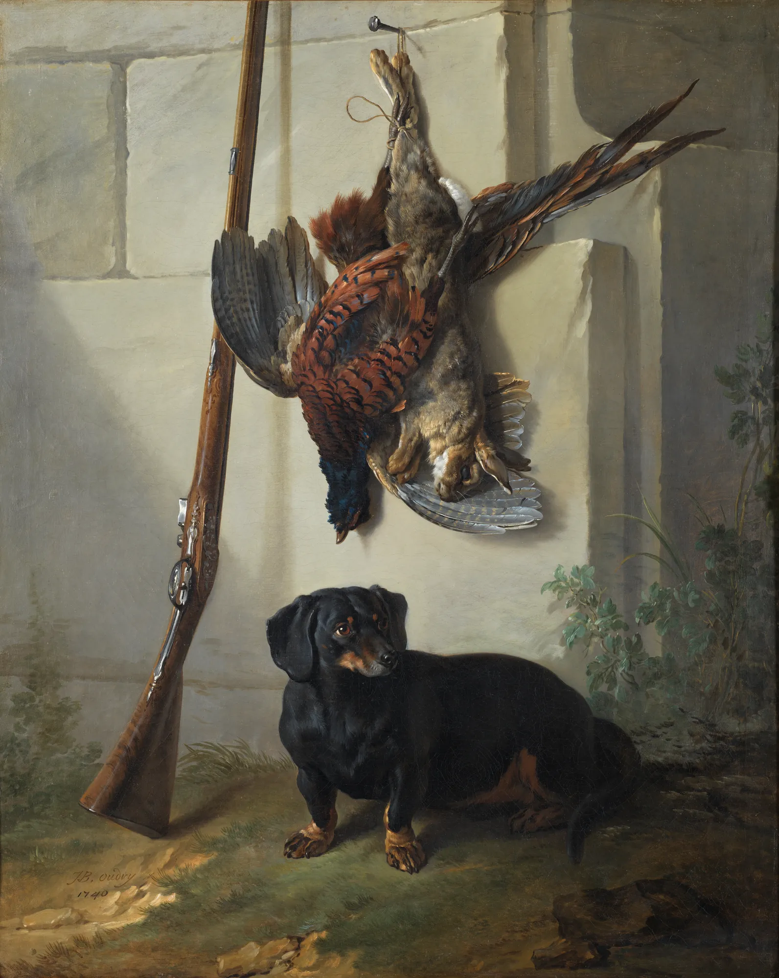 The Dachshund Pehr with Dead Game and Rifle