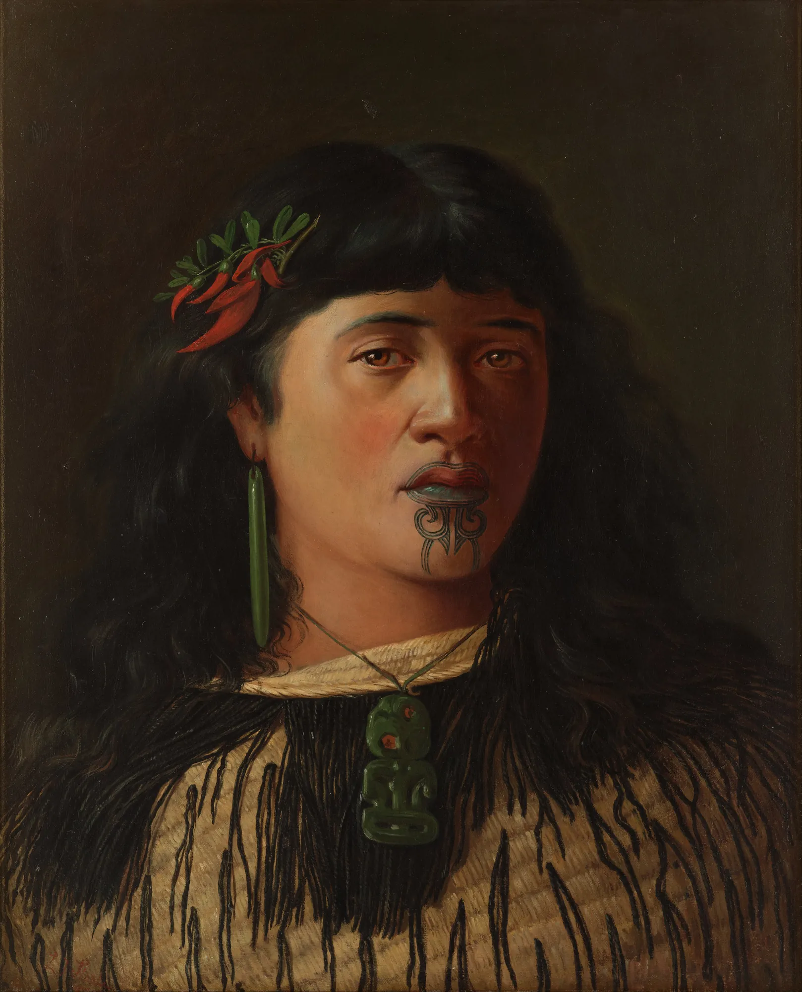 Portrait of a Young Māori Woman with Moko