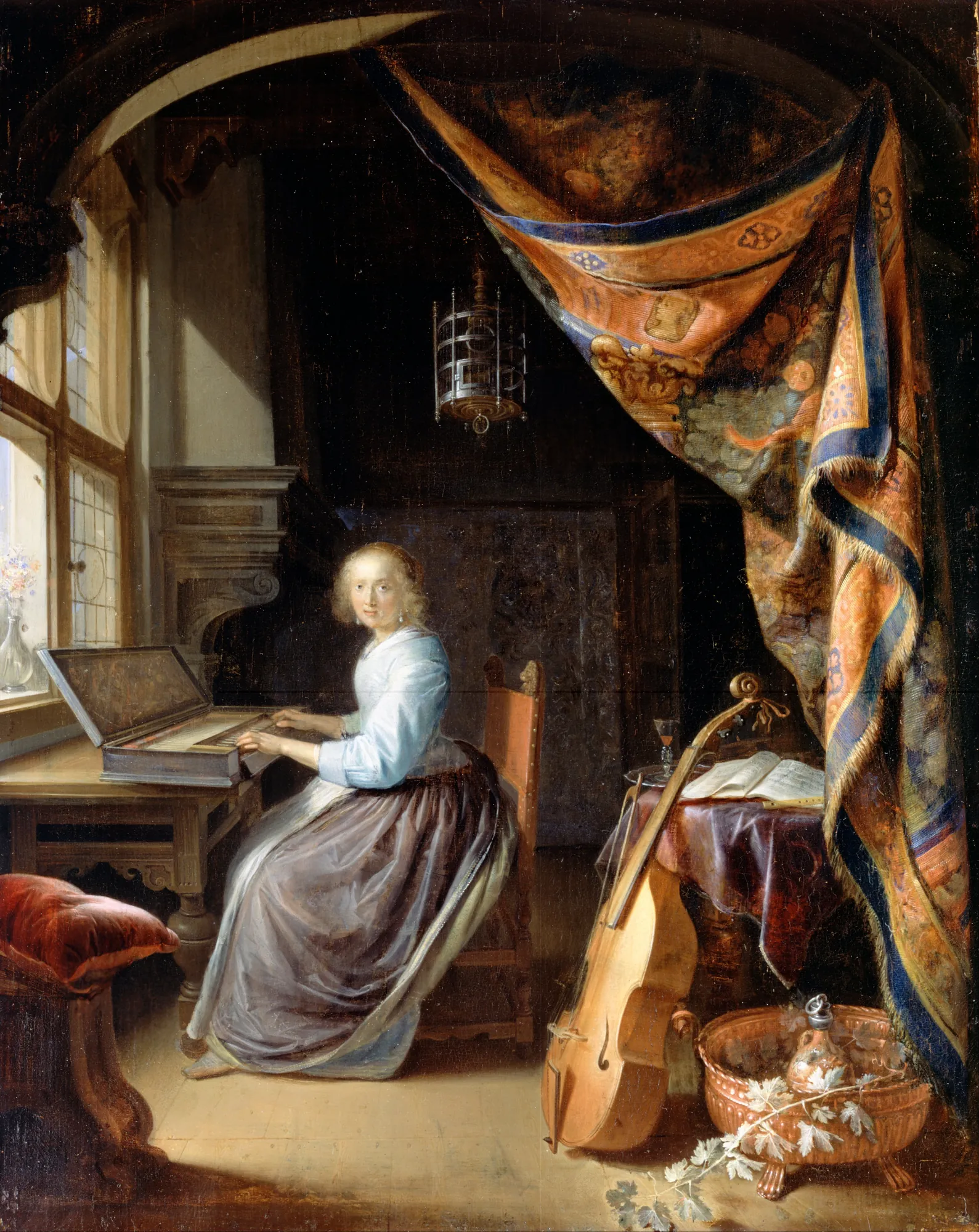 A Woman playing a Clavichord