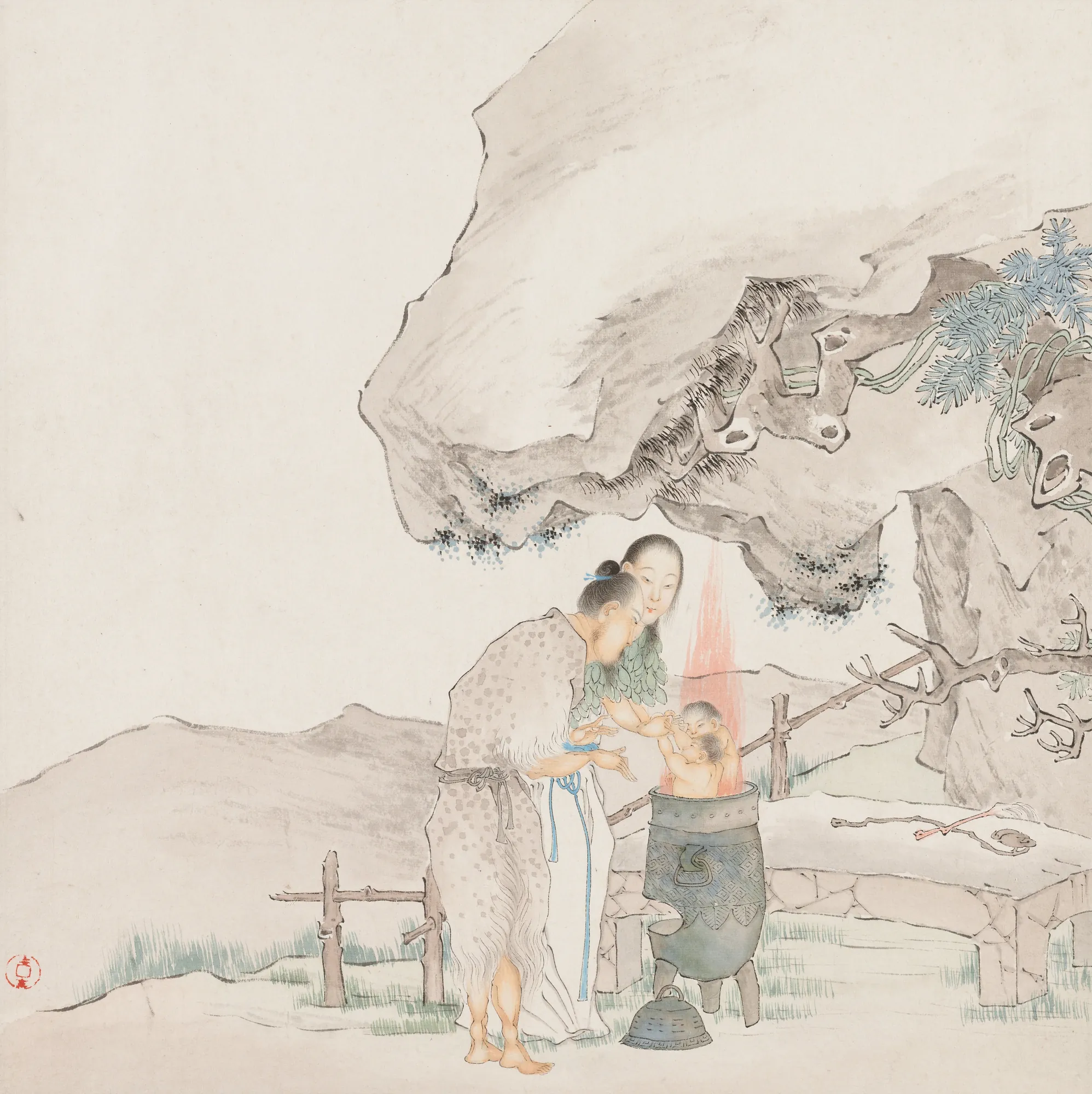 Figures and Child by a Cauldron
