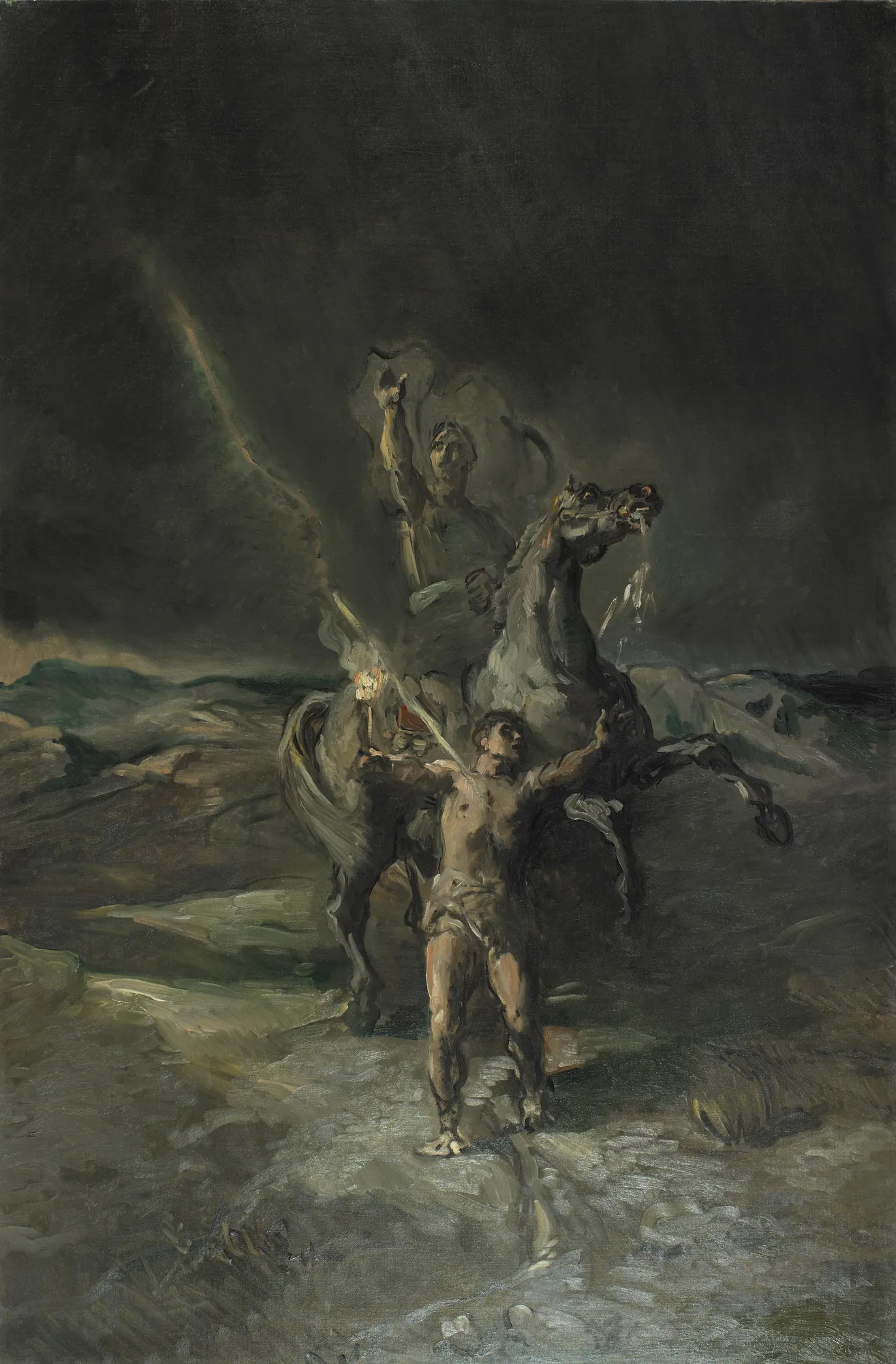 Roman Emperor on Horseback and His Slave Hit by Lightning
