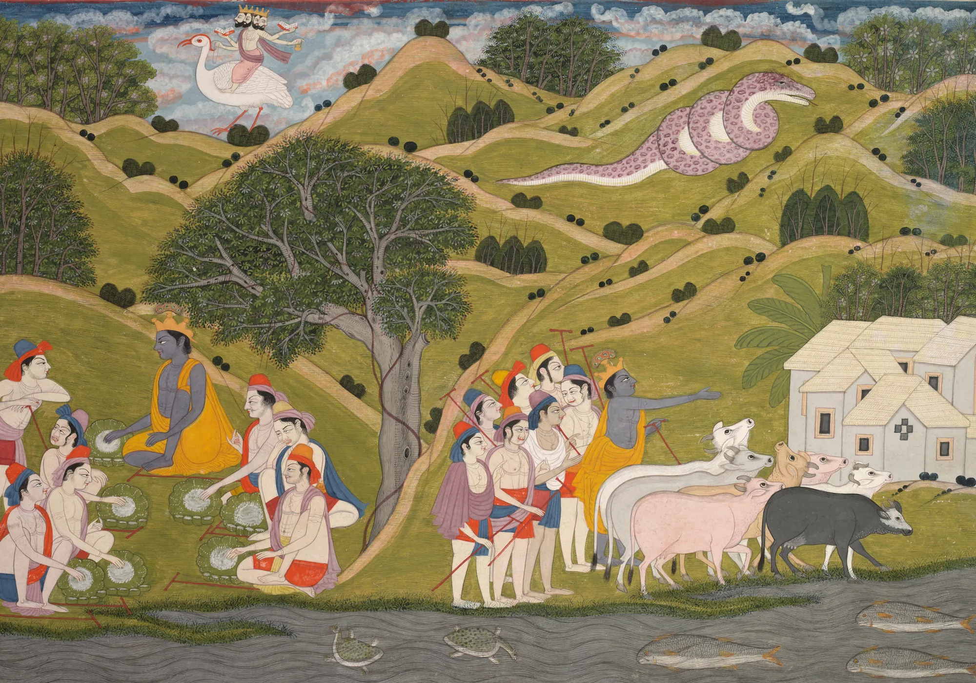 Krishna Returns with the Cowherds to Braj