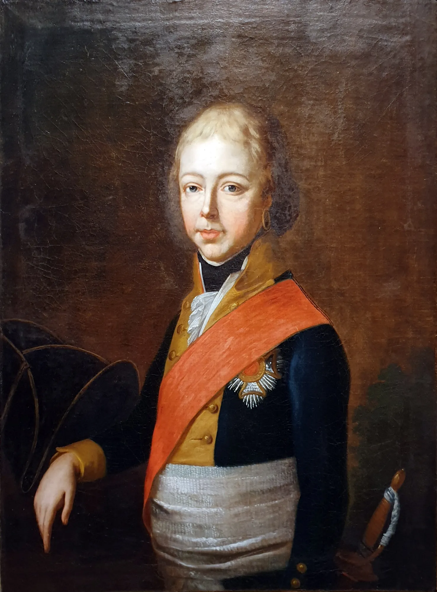Duke Pius August in Bavaria Duke Pius August in Bavaria by Joseph Hauber. A portrait of a young man in a dark military uniform with a prominent red sash and a silver medal.