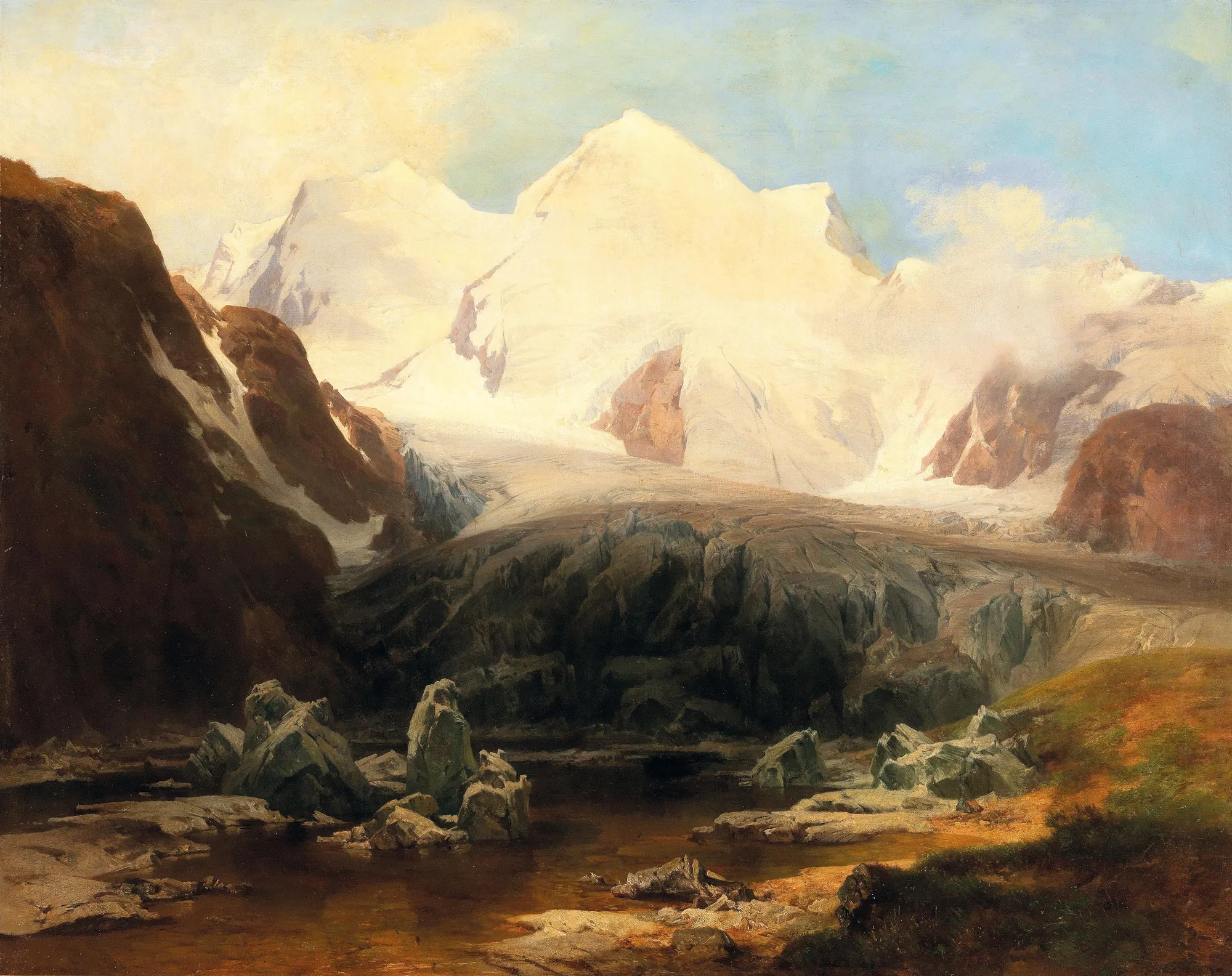 Mountain Lake with Snow-Capped Peaks
