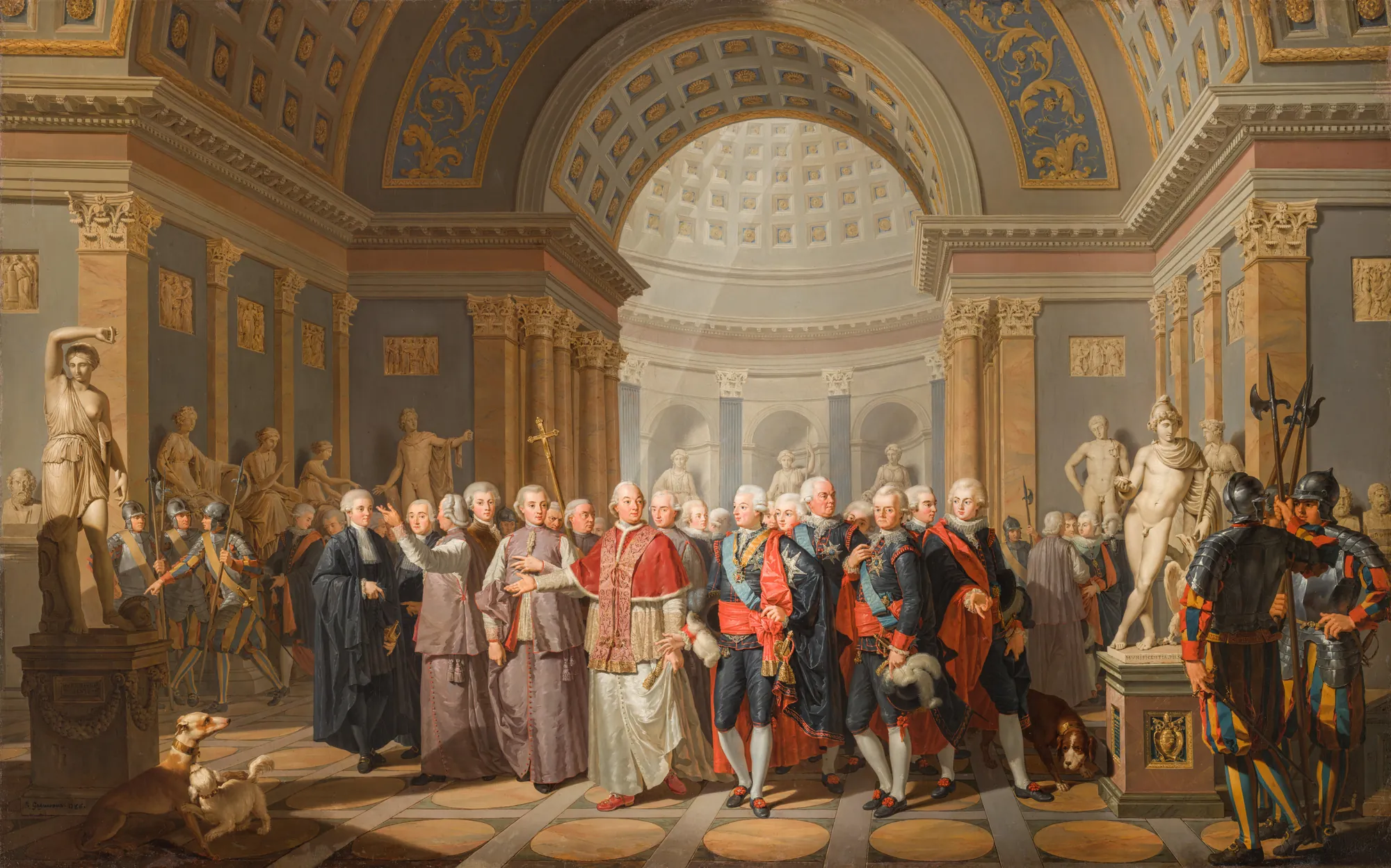 The Meeting of King Gustav III and Pope Pius VI at the Museo Pio-Clementino