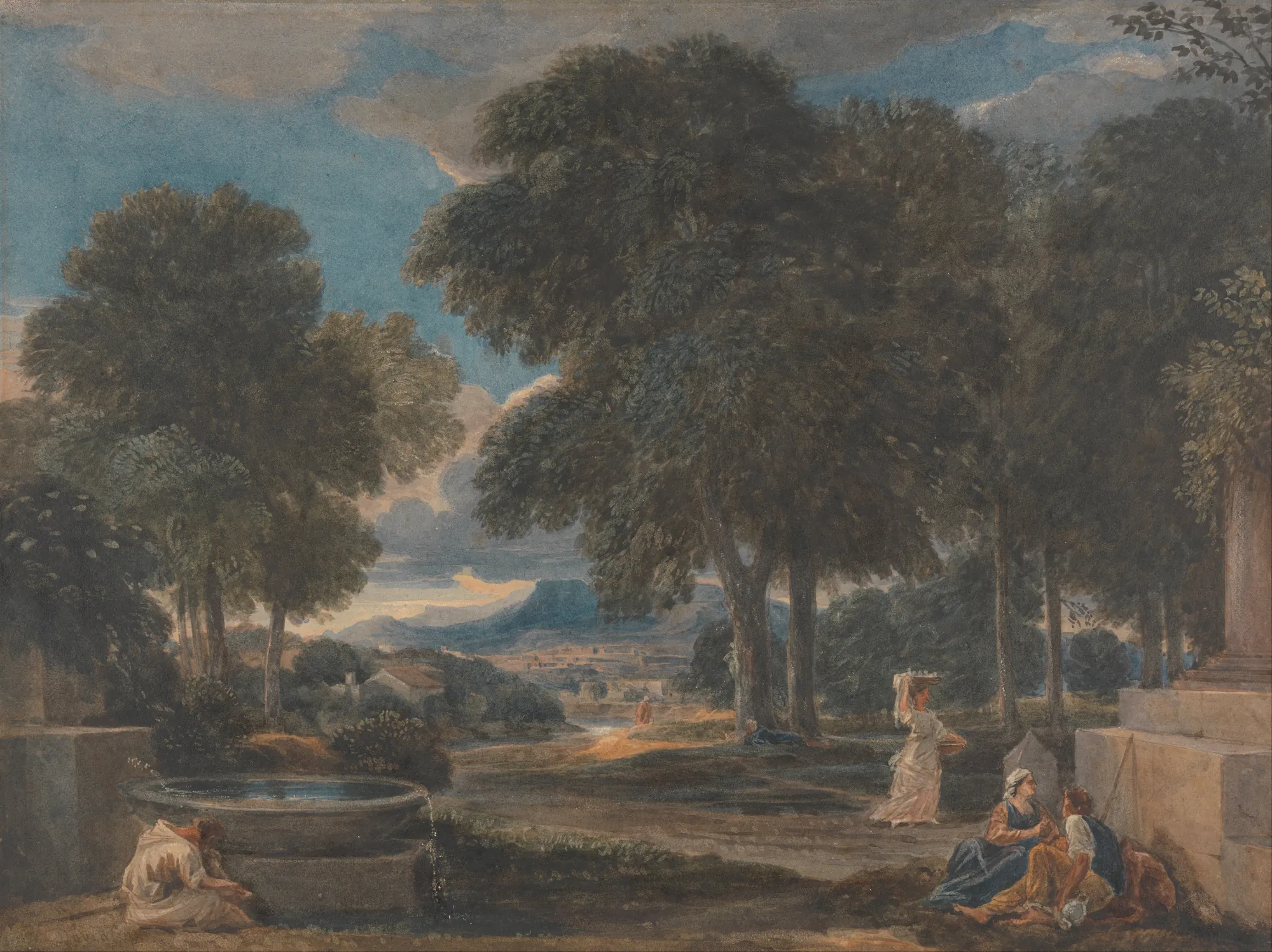 Landscape with a Man Washing His Feet at a Fountain