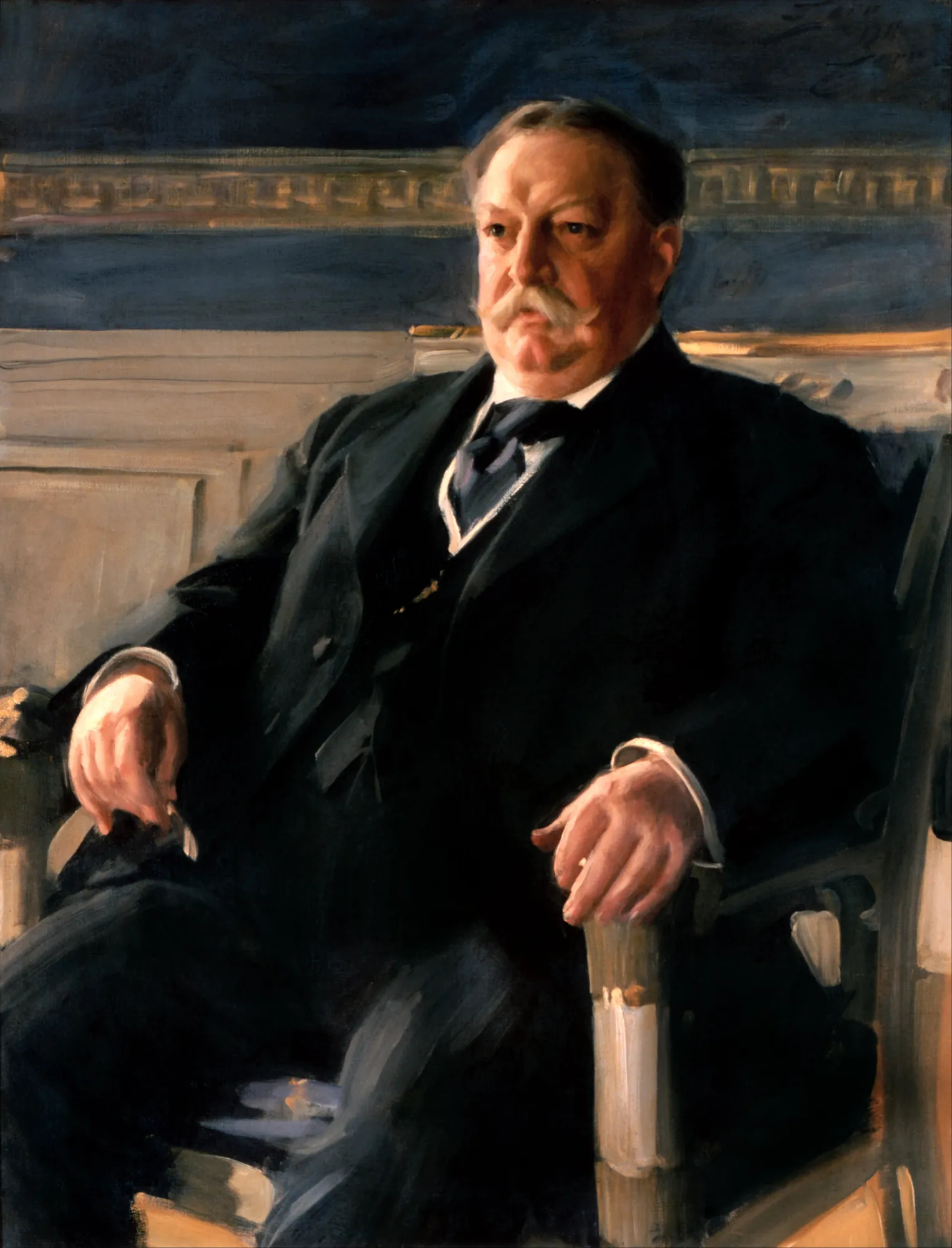 William Howard Taft William Howard Taft by Anders Zorn. A seated formal portrait of William Howard Taft in a dark suit against a deep, atmospheric blue background.