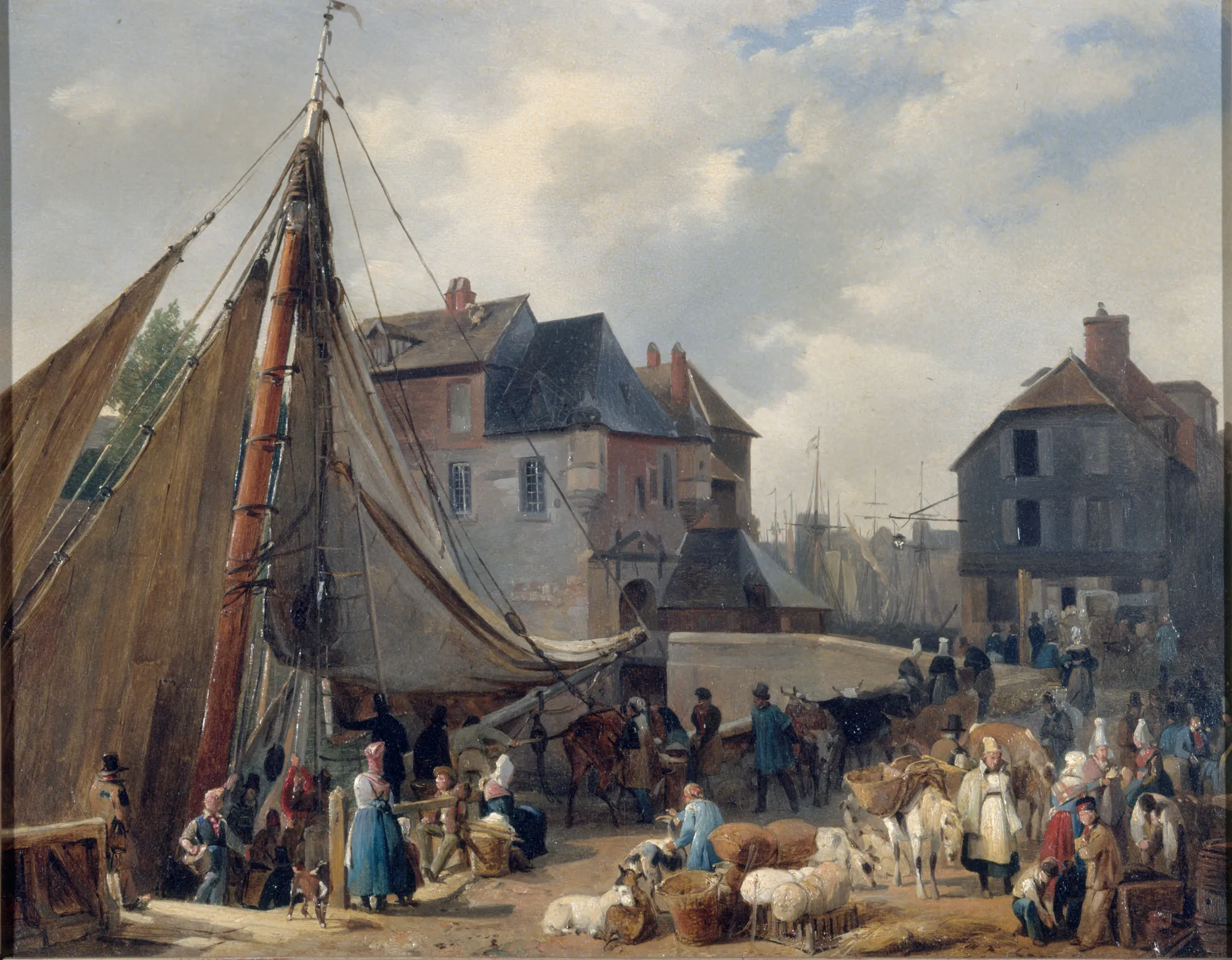 Le port d'Honfleur, l'embarquement des bestiaux