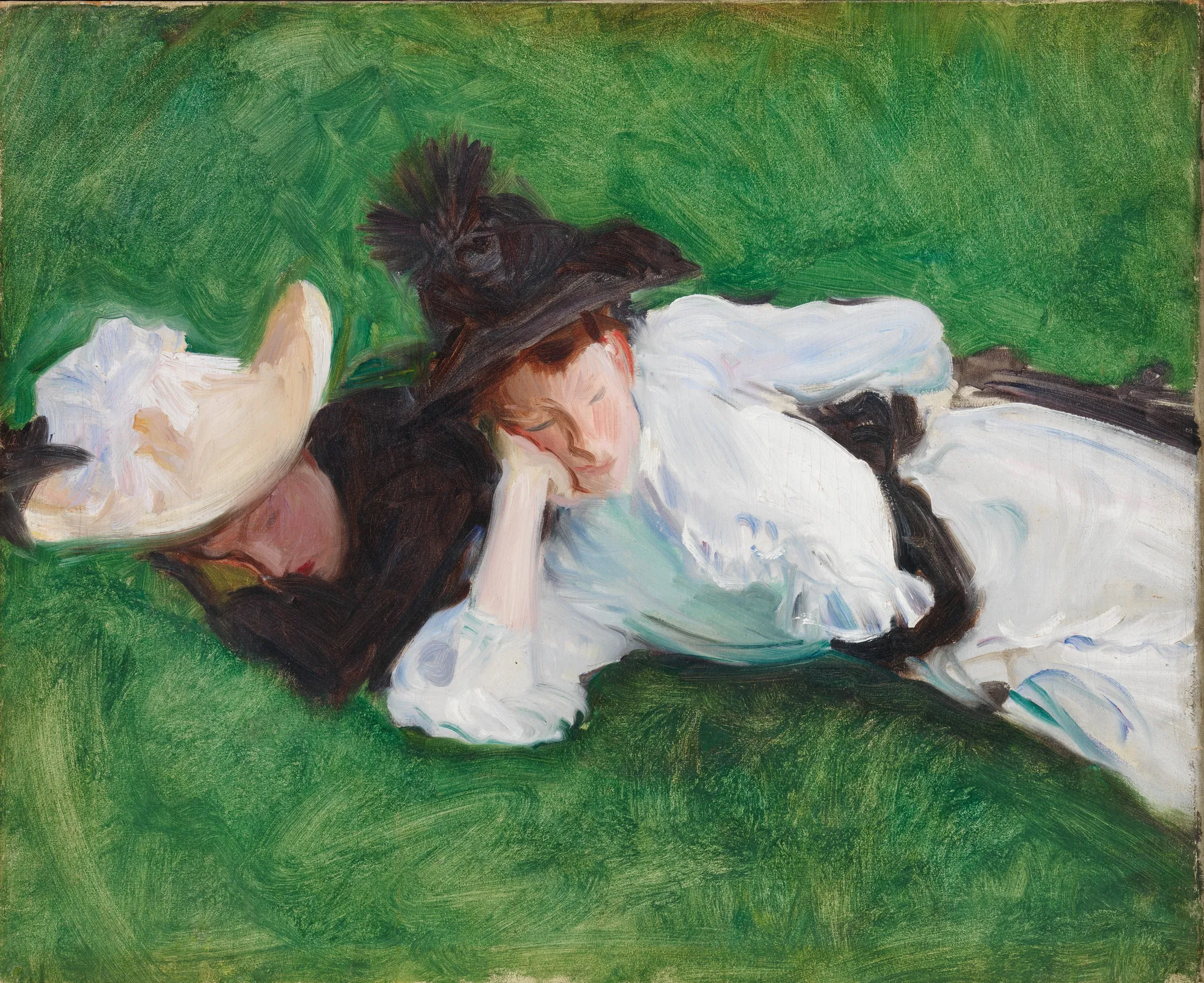 Two Girls on a Lawn