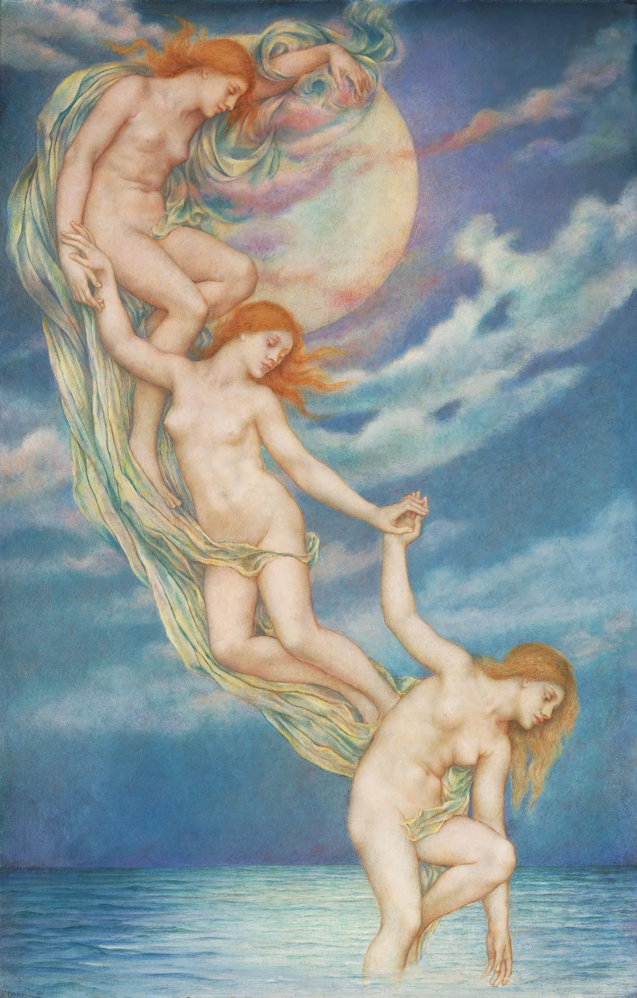 Moonbeams Dipping into the Sea