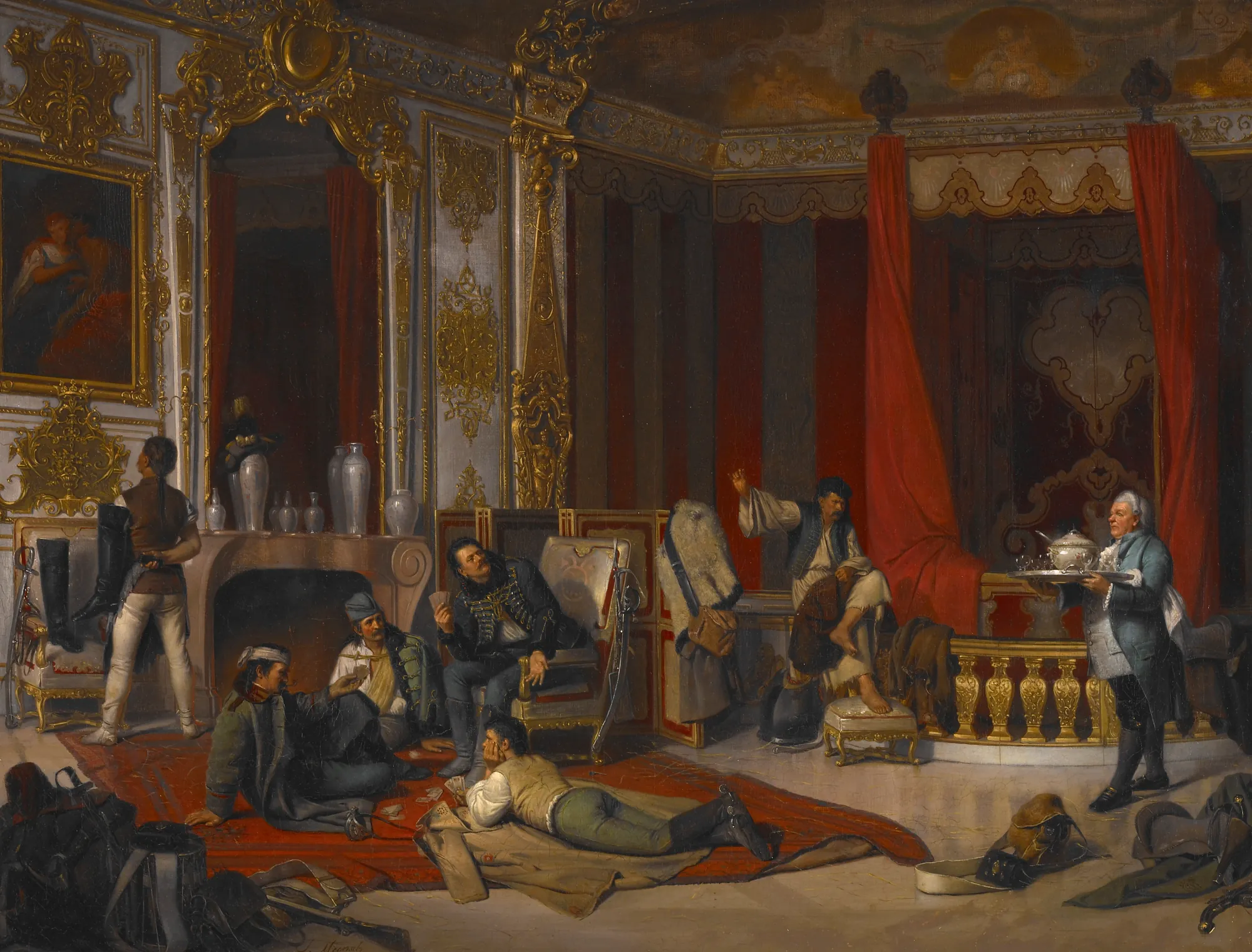 A Military Bivouac in a Royal Palace