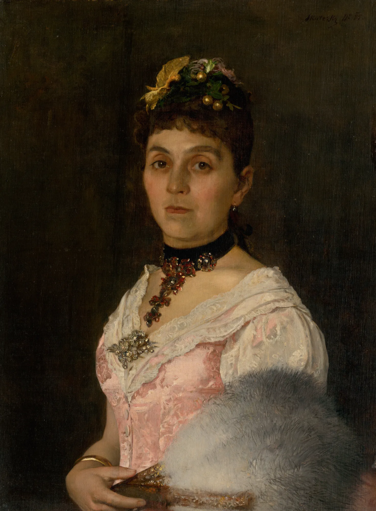 Portrait of Countess Mária Nyáry Radvánska with a Fan