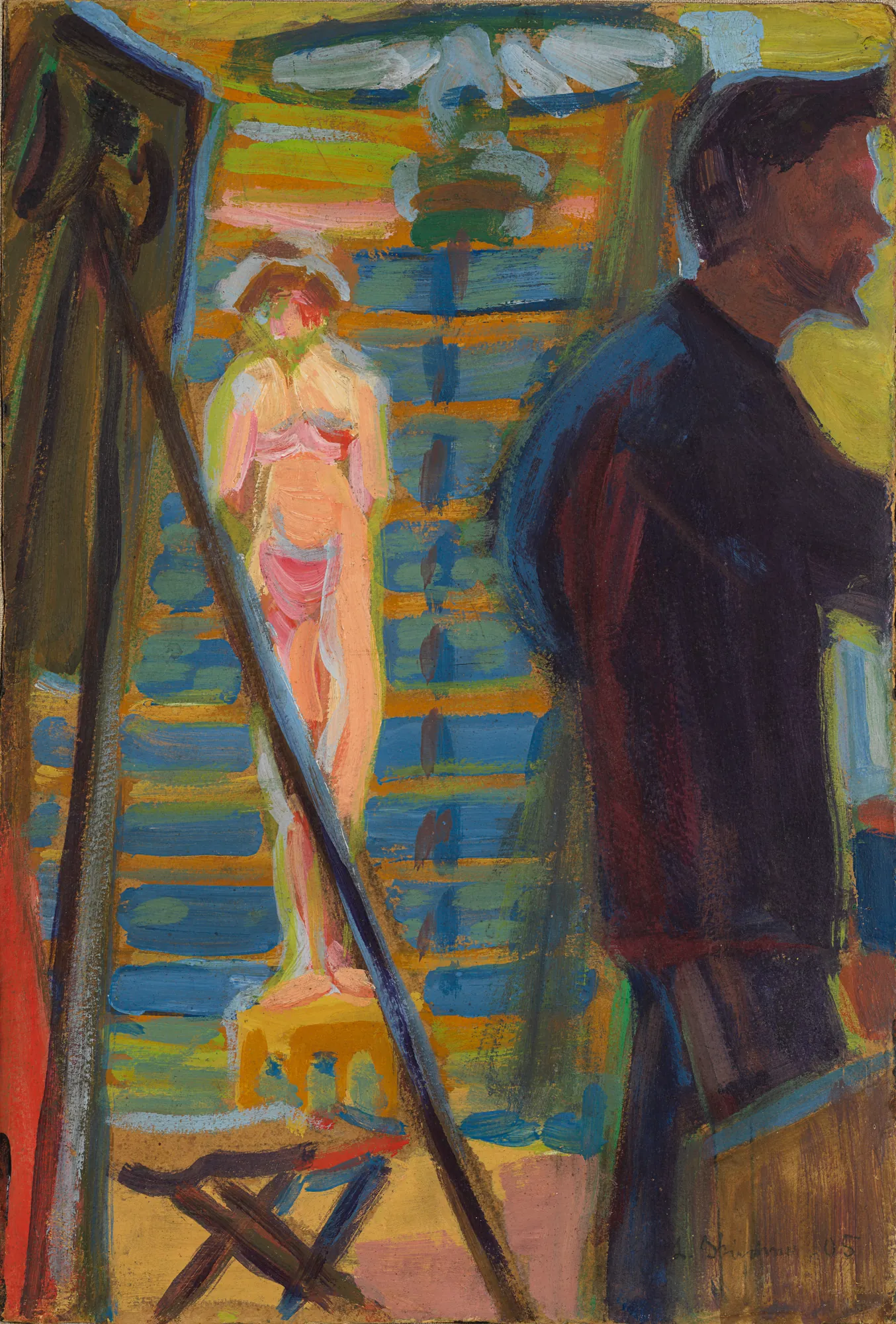 Erich Heckel and Model in the Studio
