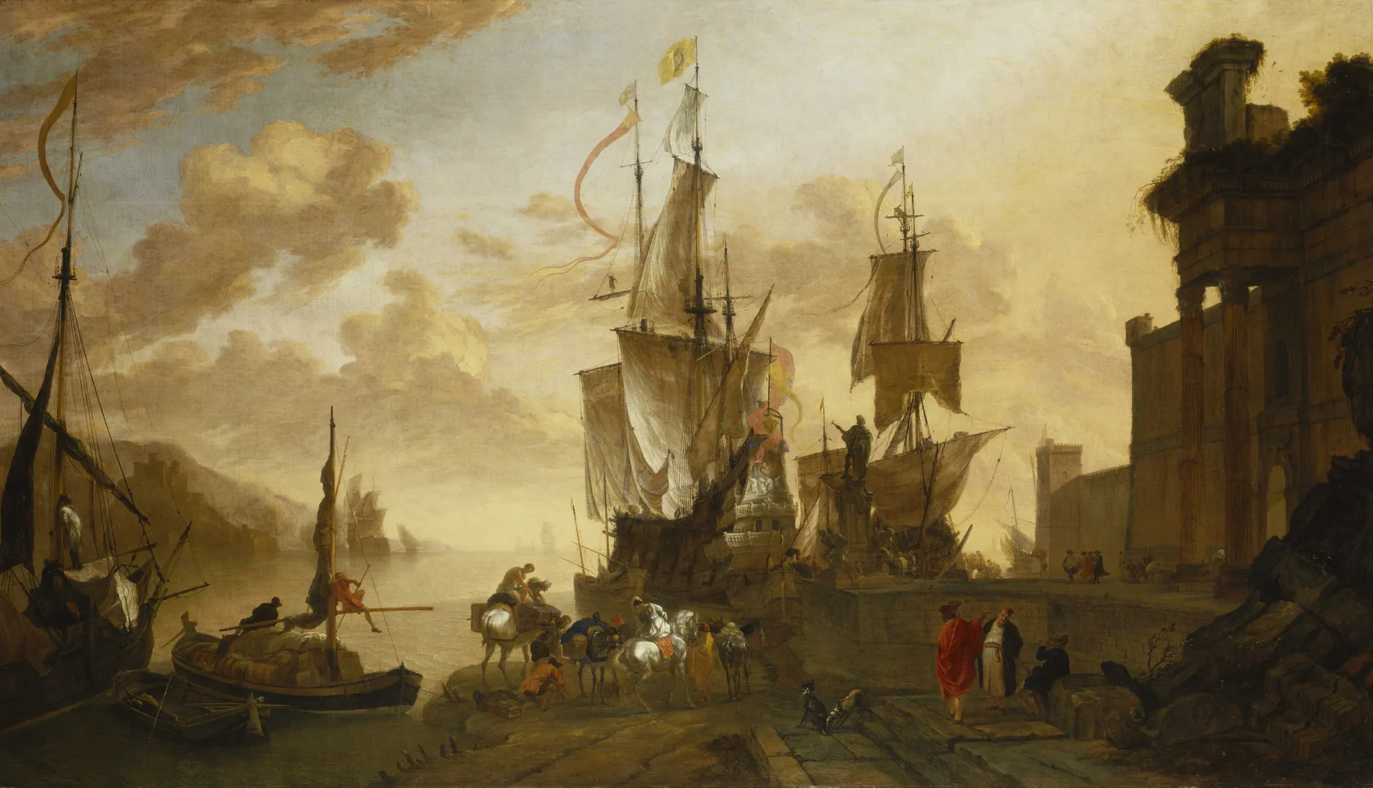 Italianate Harbour Scene at Leghorn