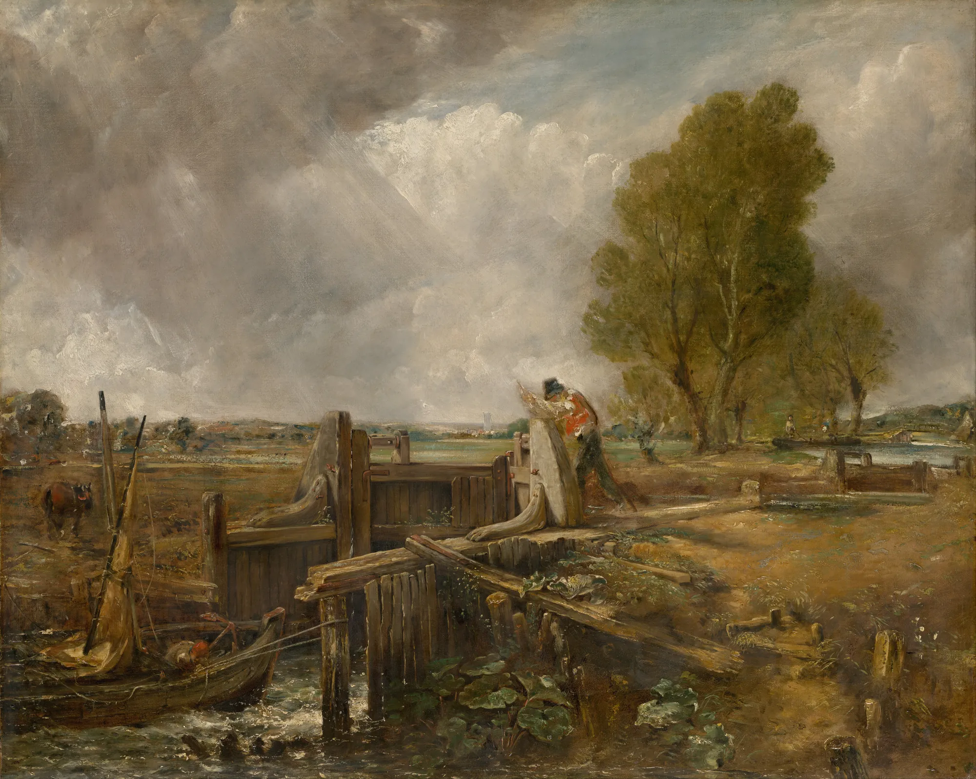 A Boat Passing a Lock