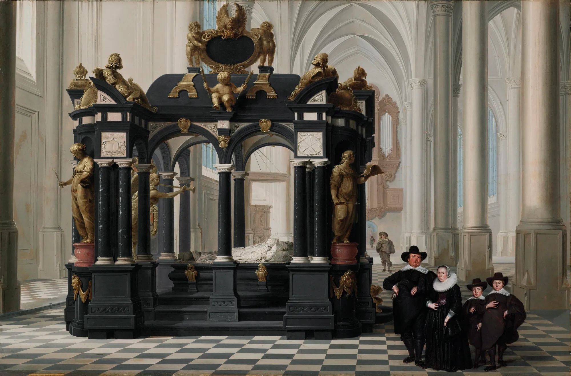 A Family beside the Tomb of Prince William I in the Nieuwe Kerk, Delft