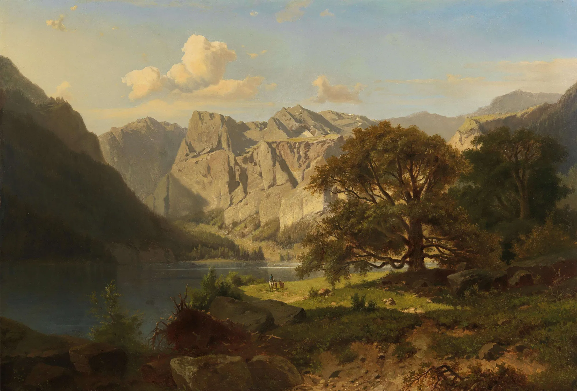 A Mountain Lake with Shepherds