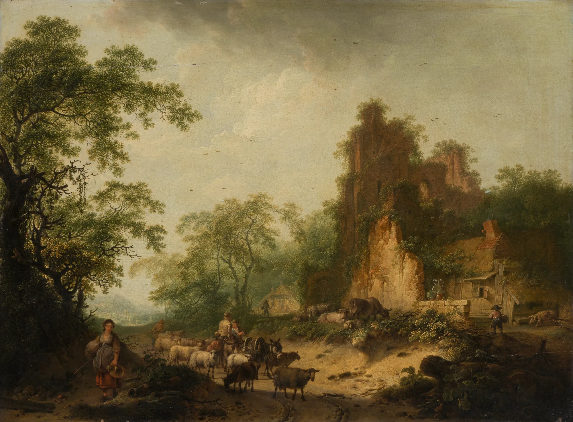 Landscape with Sheep and a Peasant Hut in Ruins