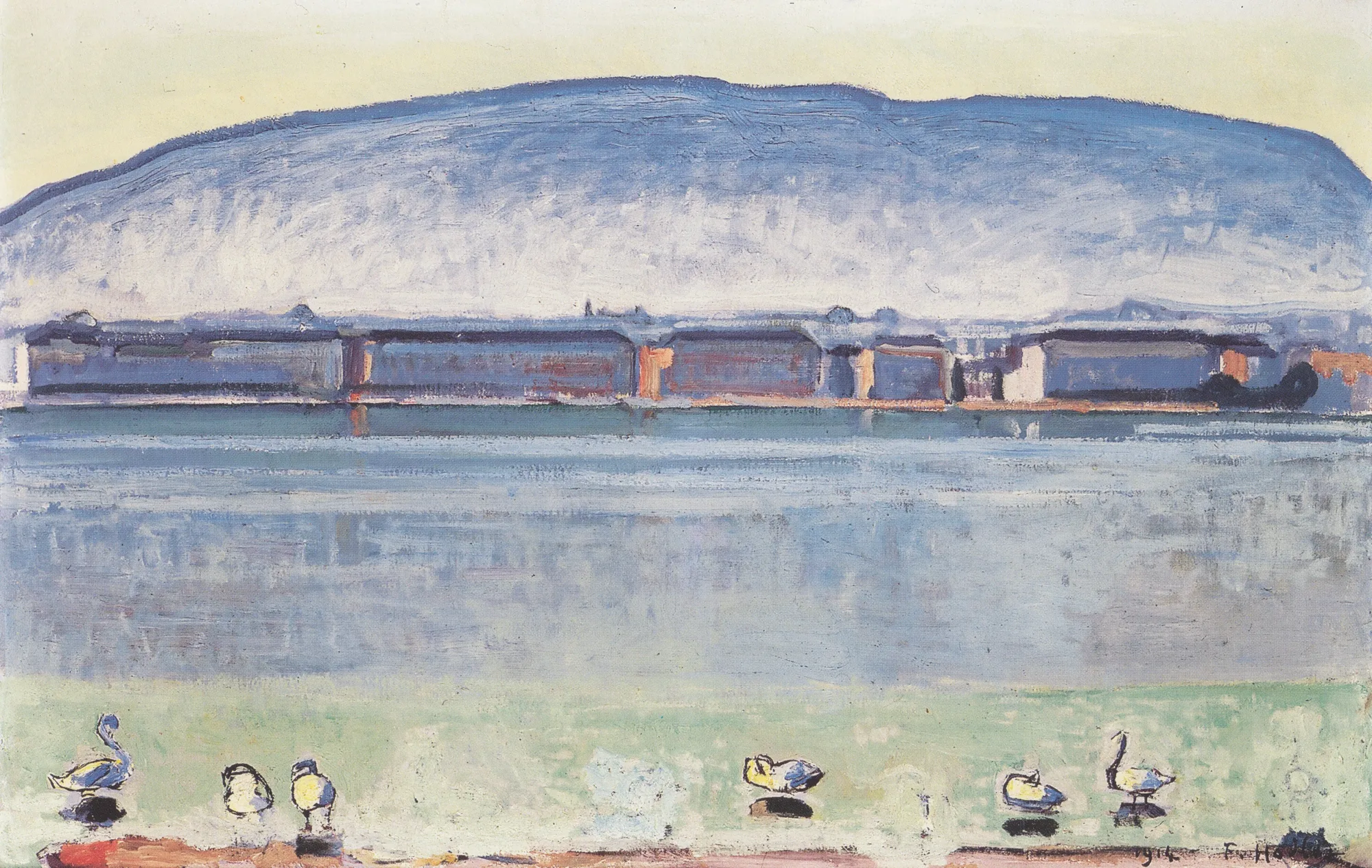 Lake Geneva with Six Swans