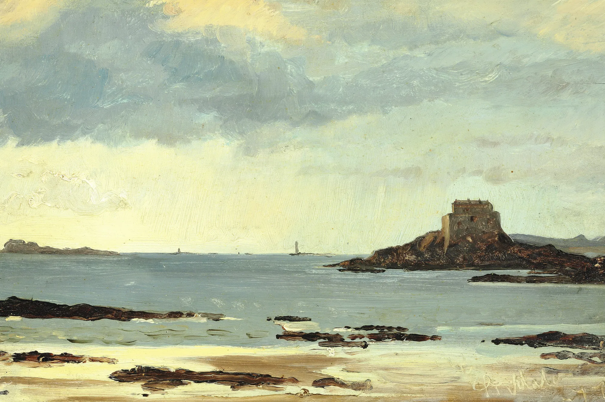 Study of the Beach on a Grey Day at St. Malo