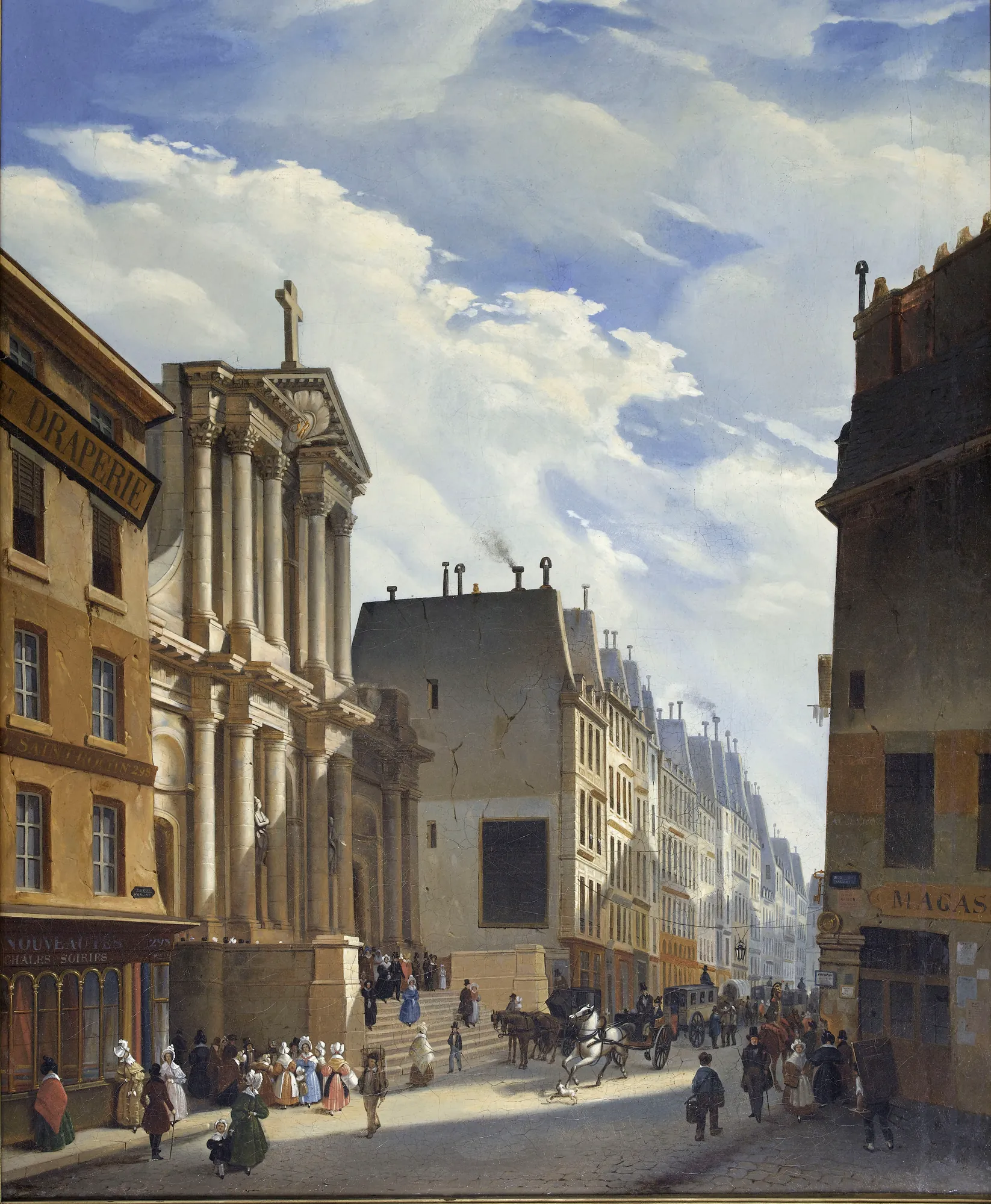 La rue Saint-Honoré et l'église Saint-Roch