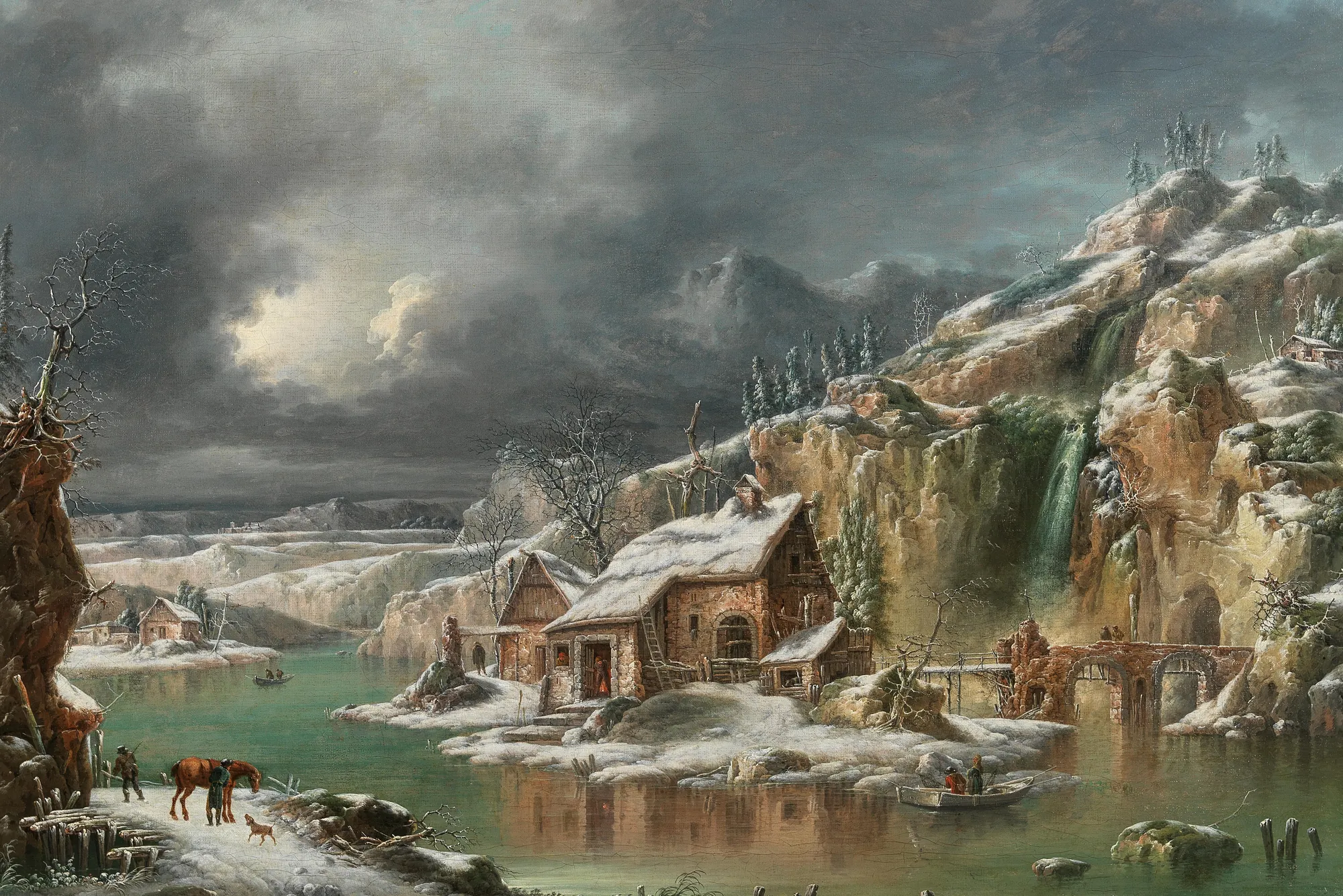 A Winter Landscape with Travelers by a River