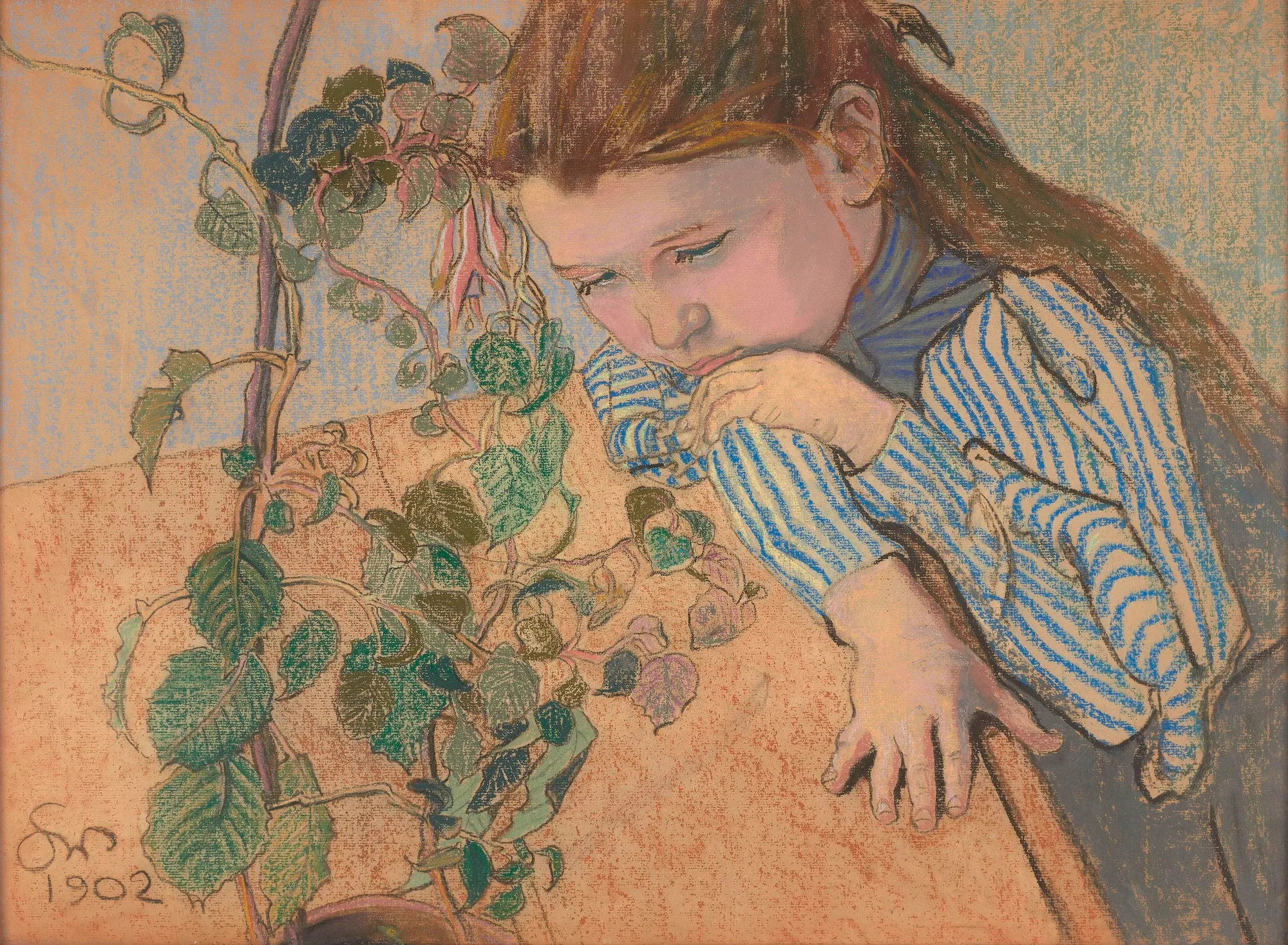 Little Girl Leaning on a Table (Portrait of Wanda Nowak)