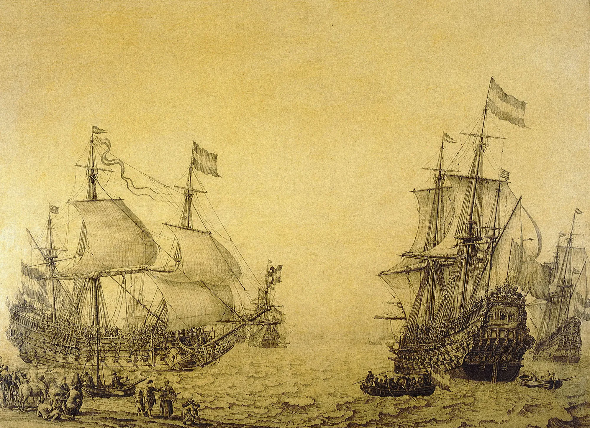The Dutch Ship Oosterwijk under Sail near the Shore