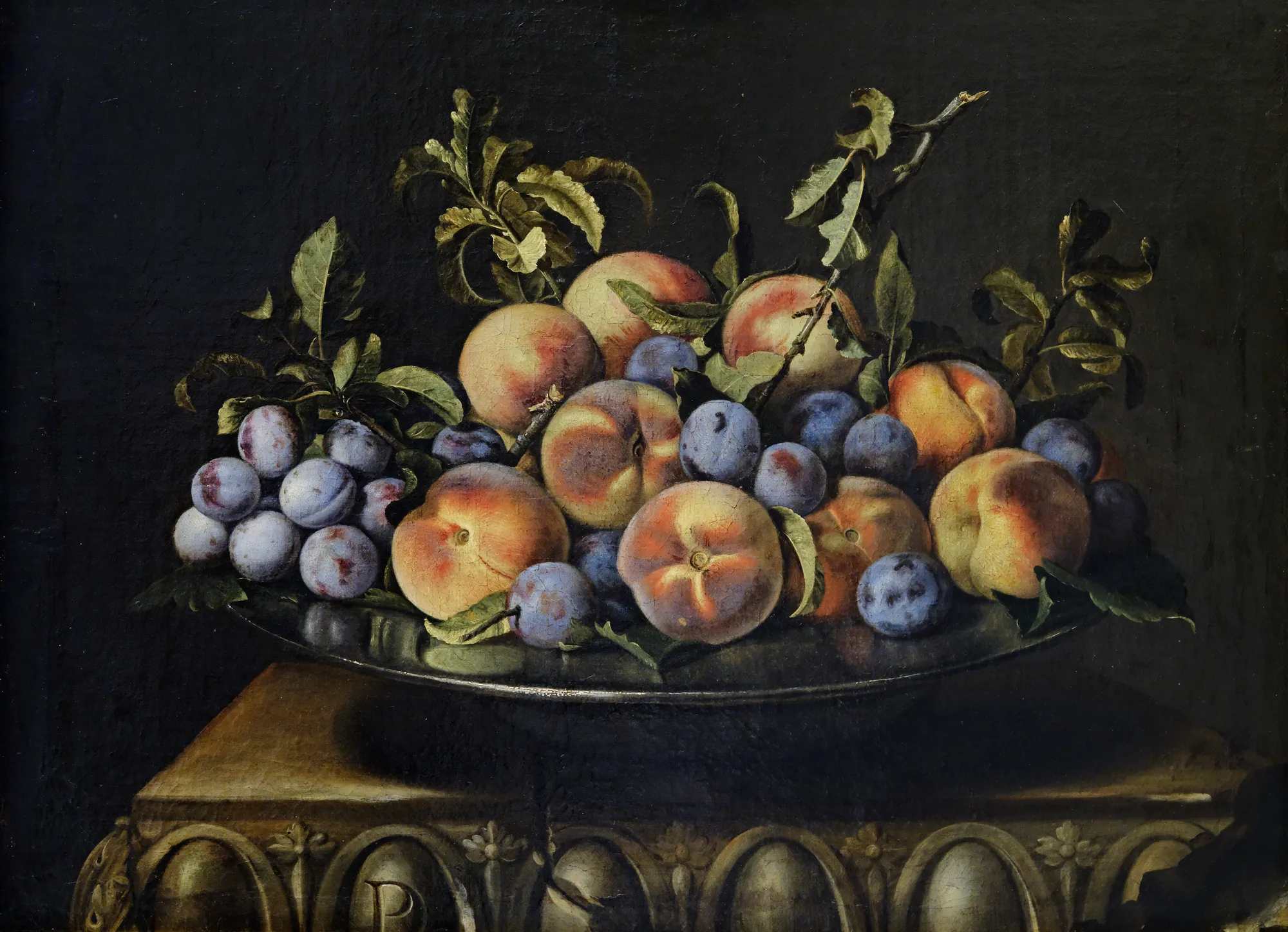 Peaches and Prunes on a Tin Plate