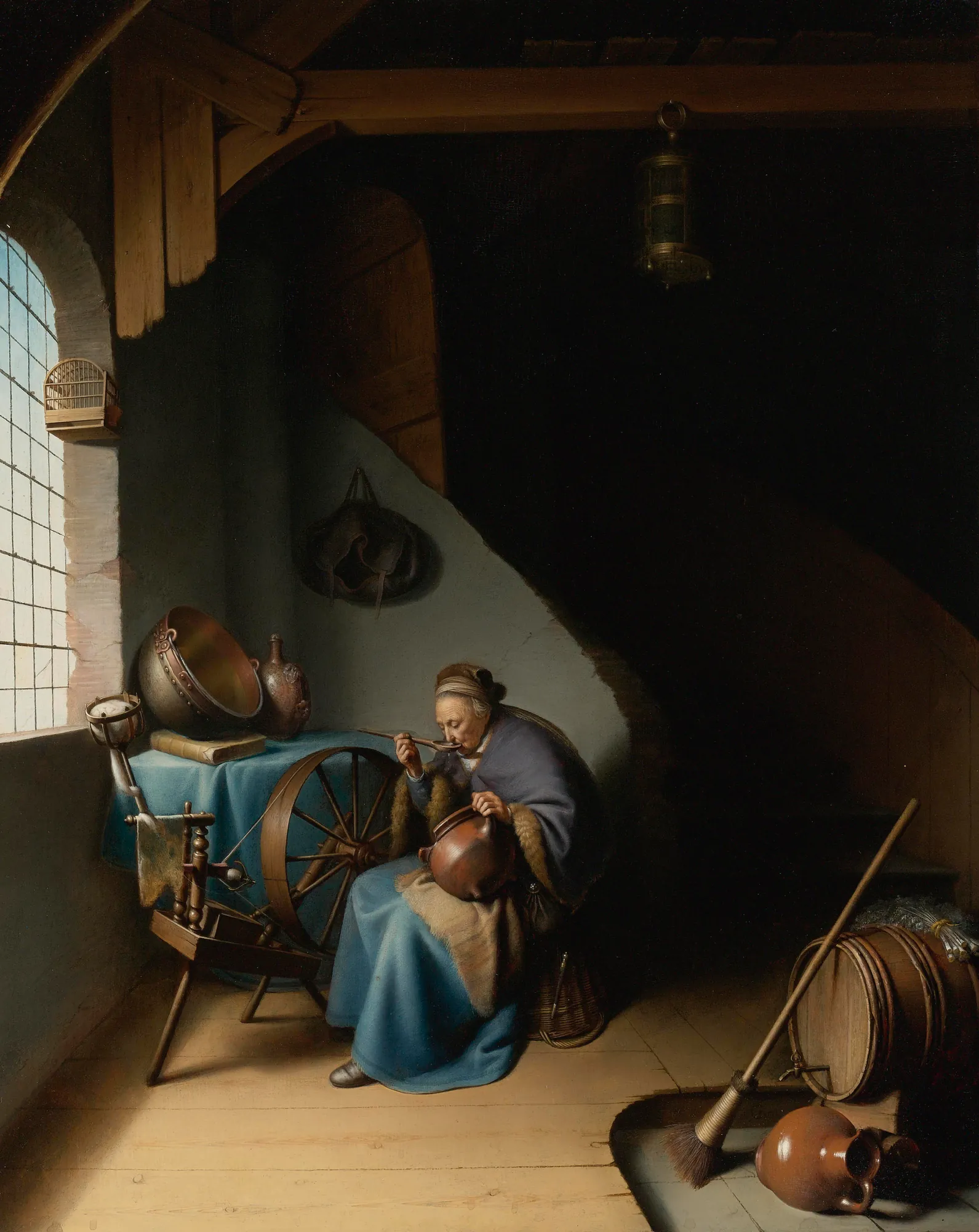 An Old Woman Eating Porridge