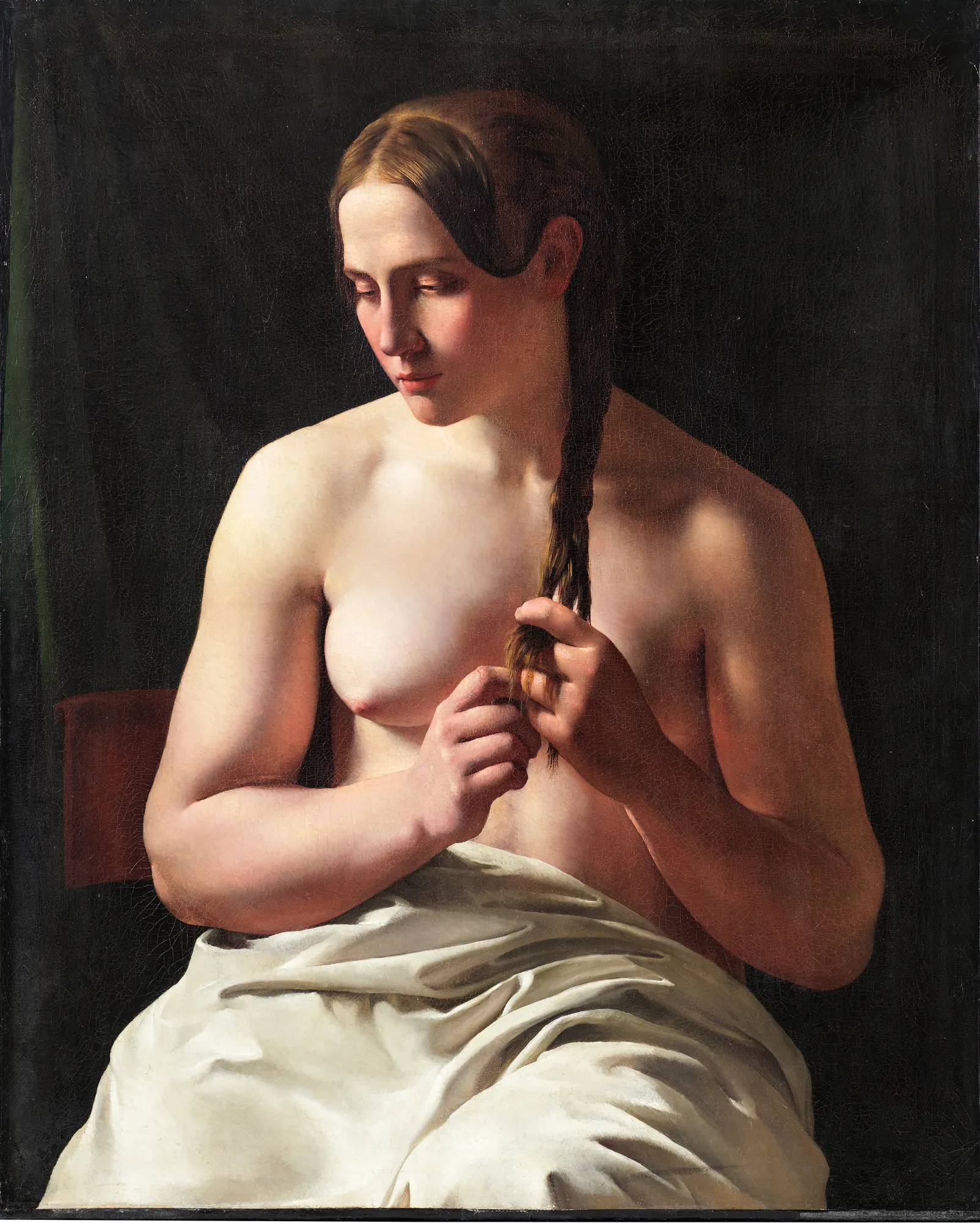 A Woman Pleating her Hair