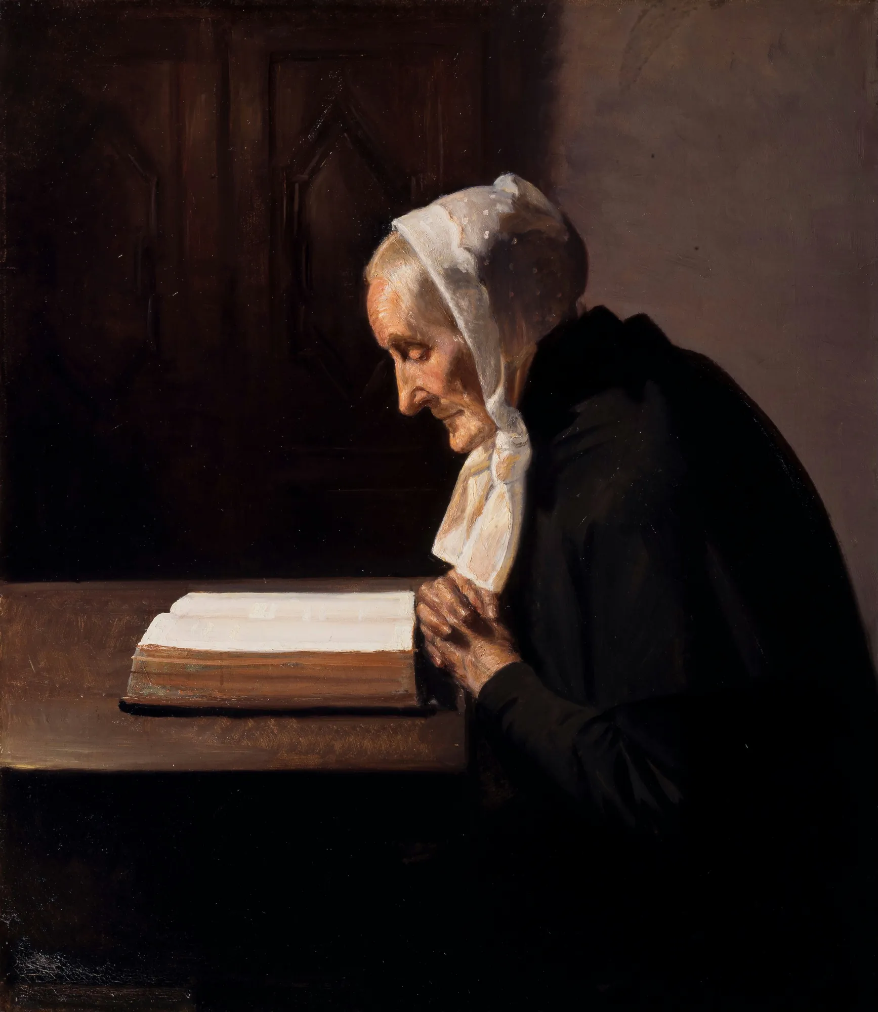 Mrs. Brøndum Reading the Bible