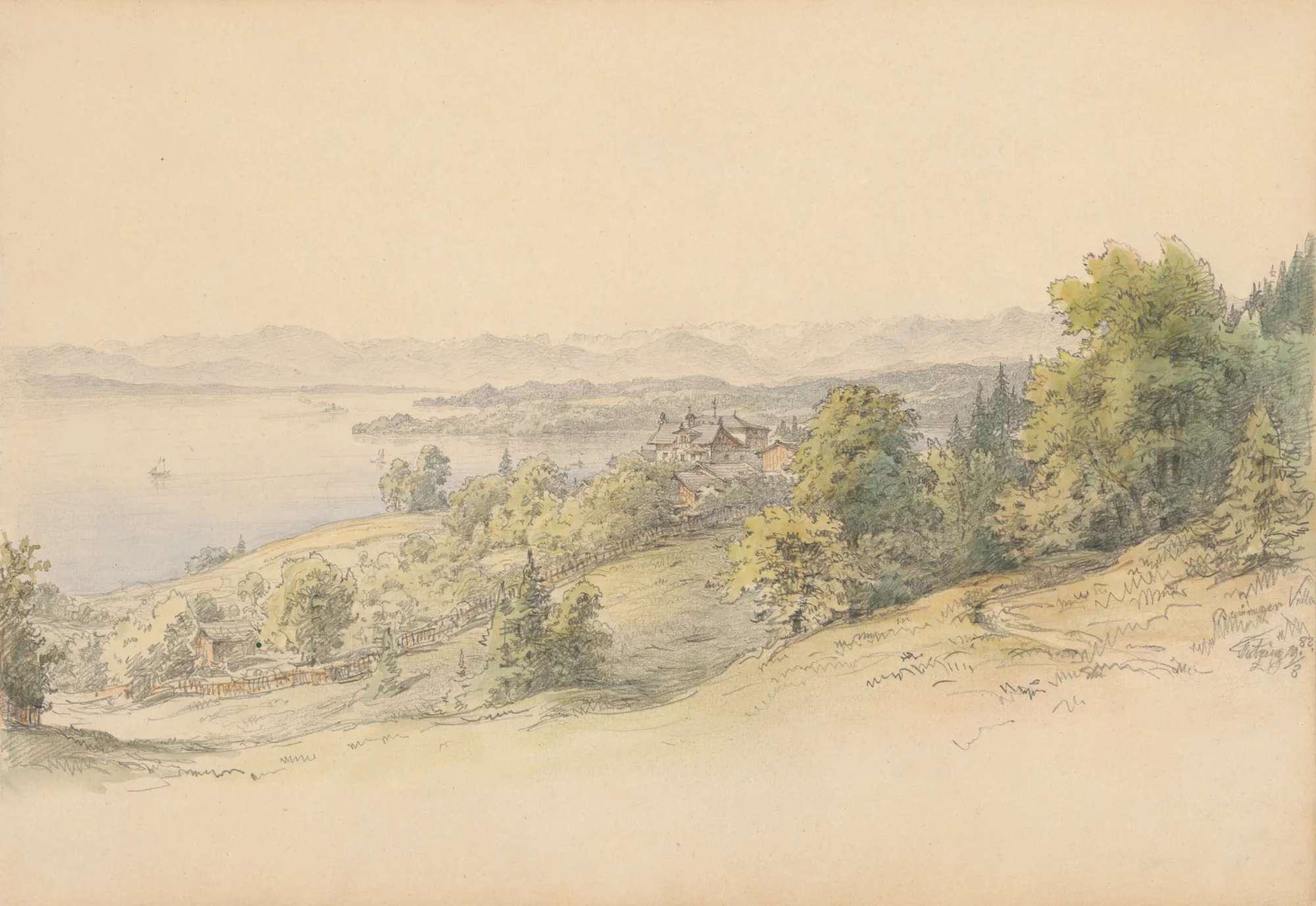 View of Villa Beringer with Landscape Panorama