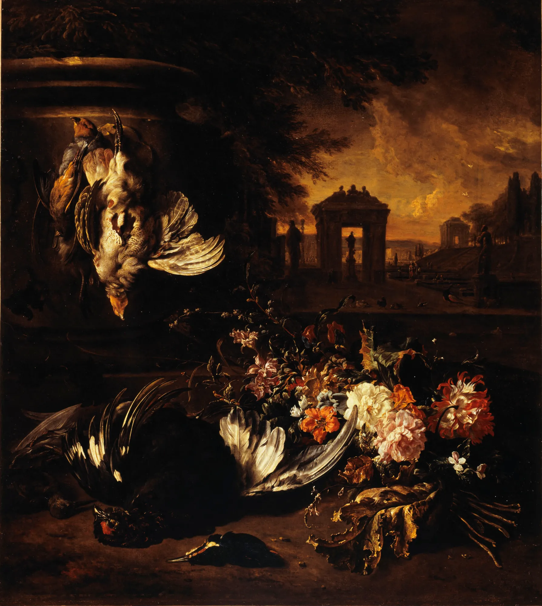 Flowers and Dead Game in a Landscape