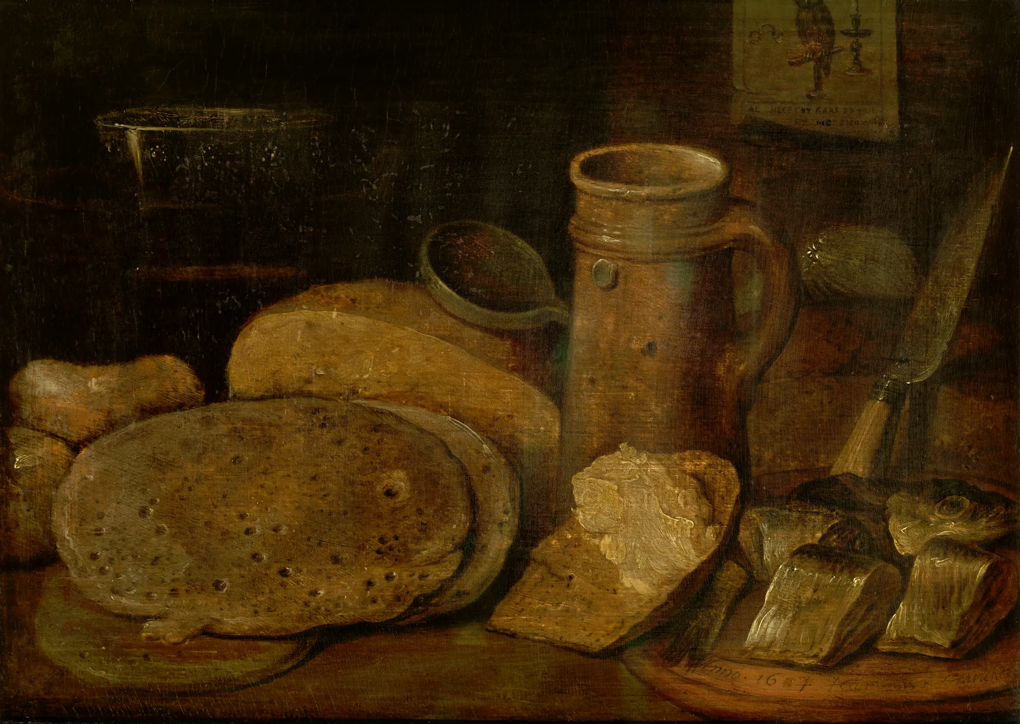 Still Life with Pottery, Herring and Pancakes