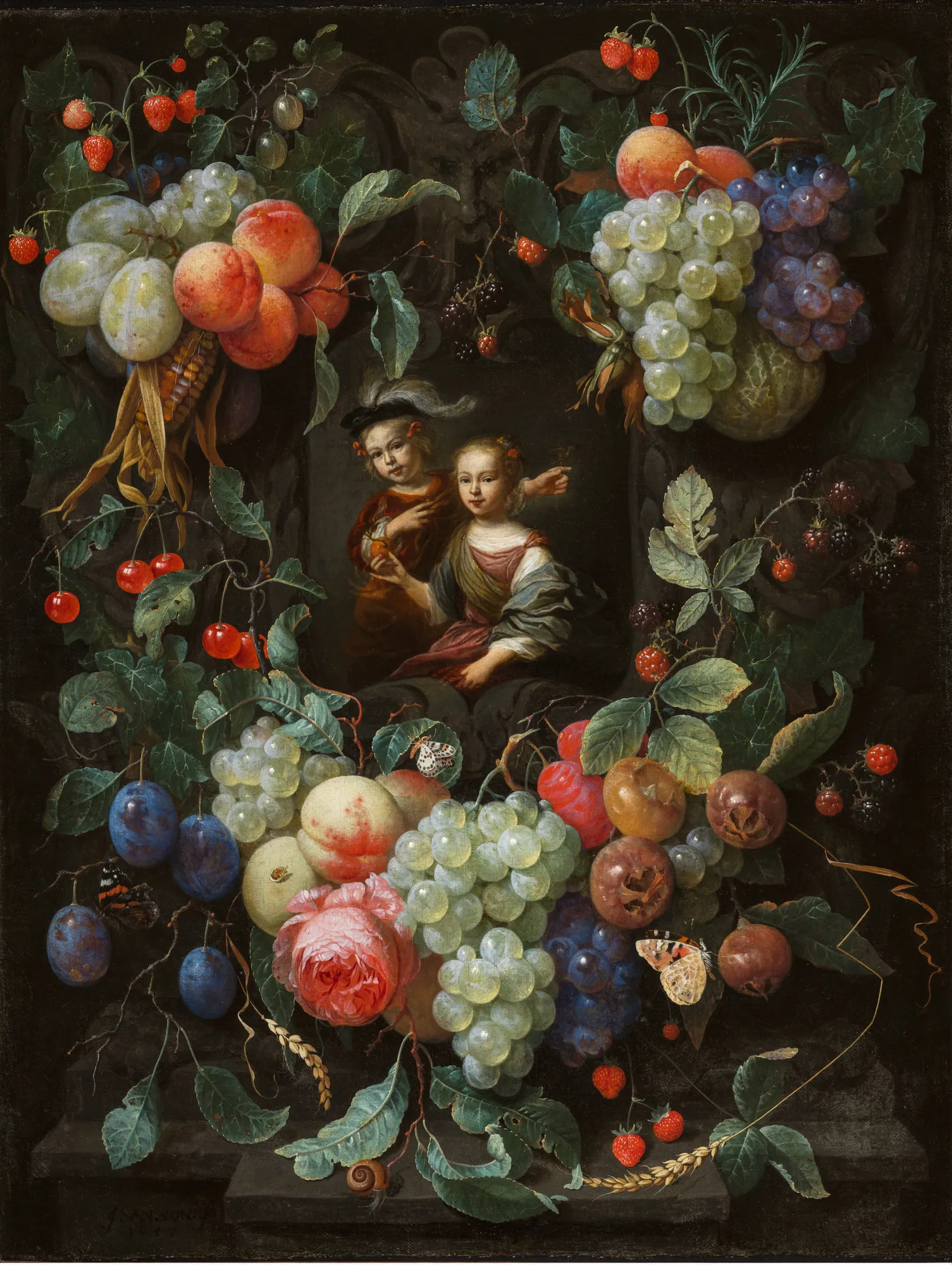 Cartouche with Children Portraits in a Garland