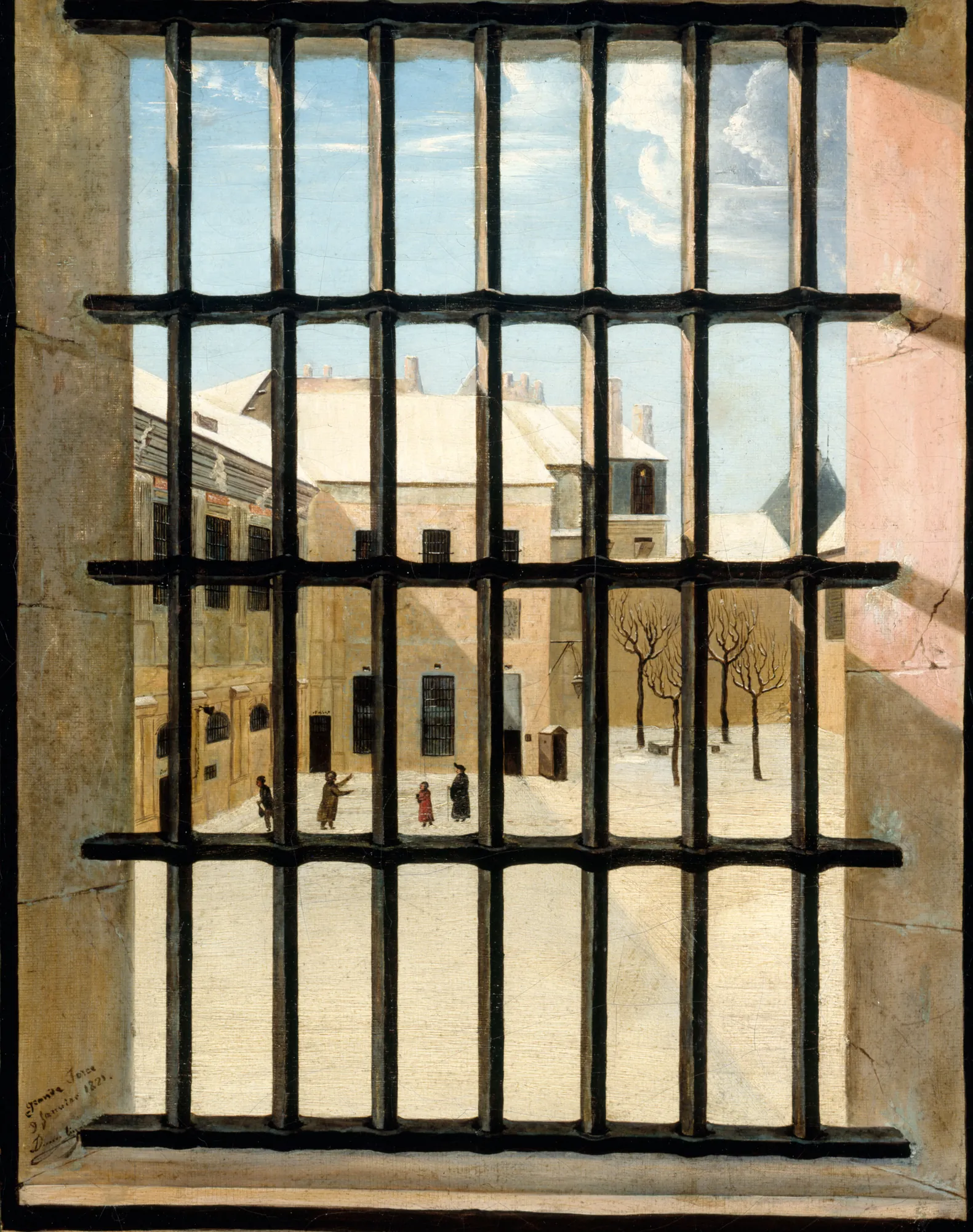 La Cour de la prison de la Grande-Force vue d'une cellule