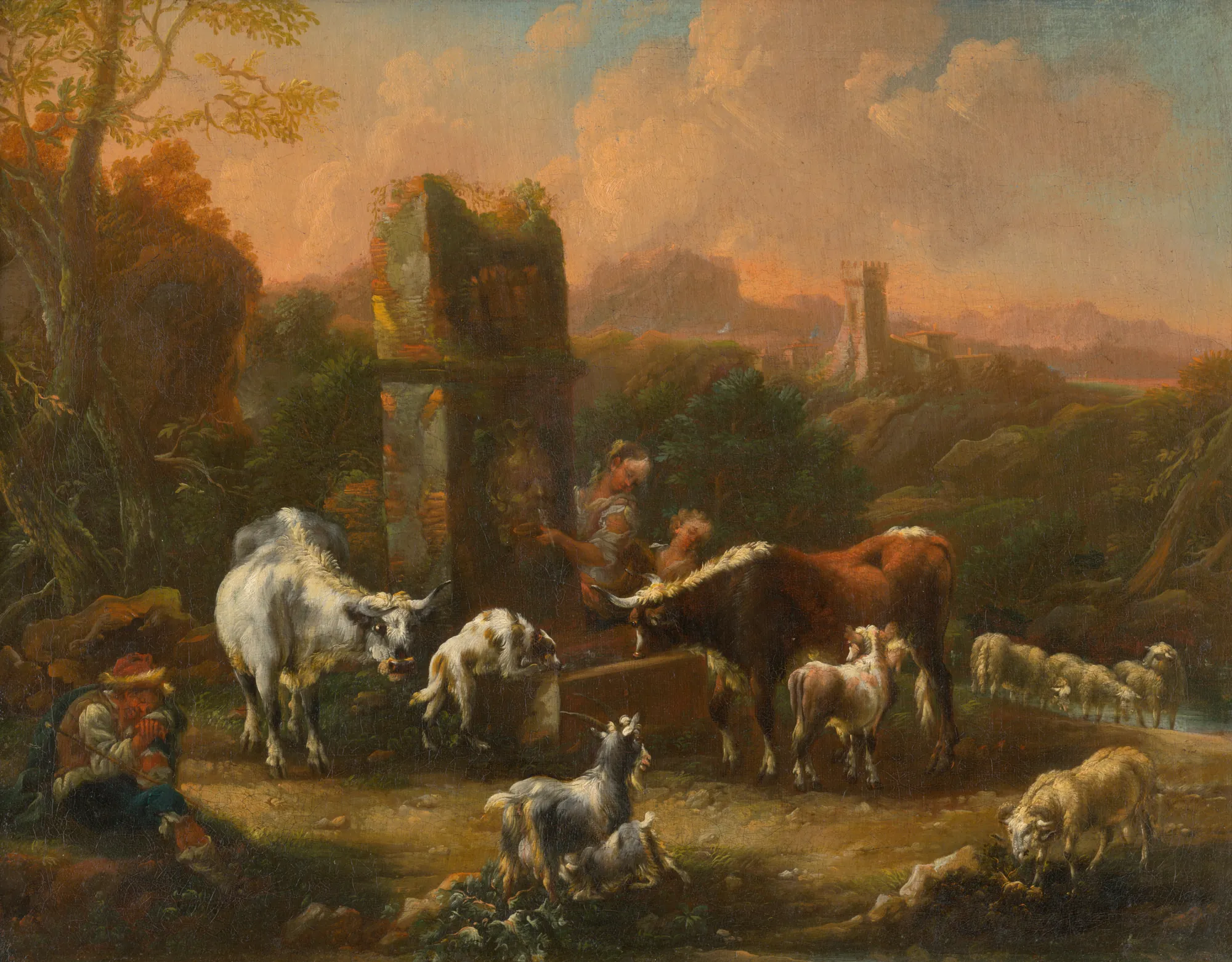 Pastoral Idyll in a Romantic Landscape with Ruins