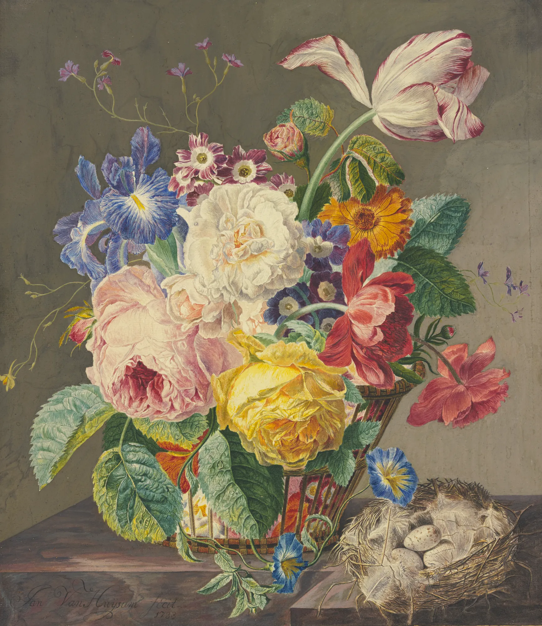 Flower Still Life with Bird's Nest