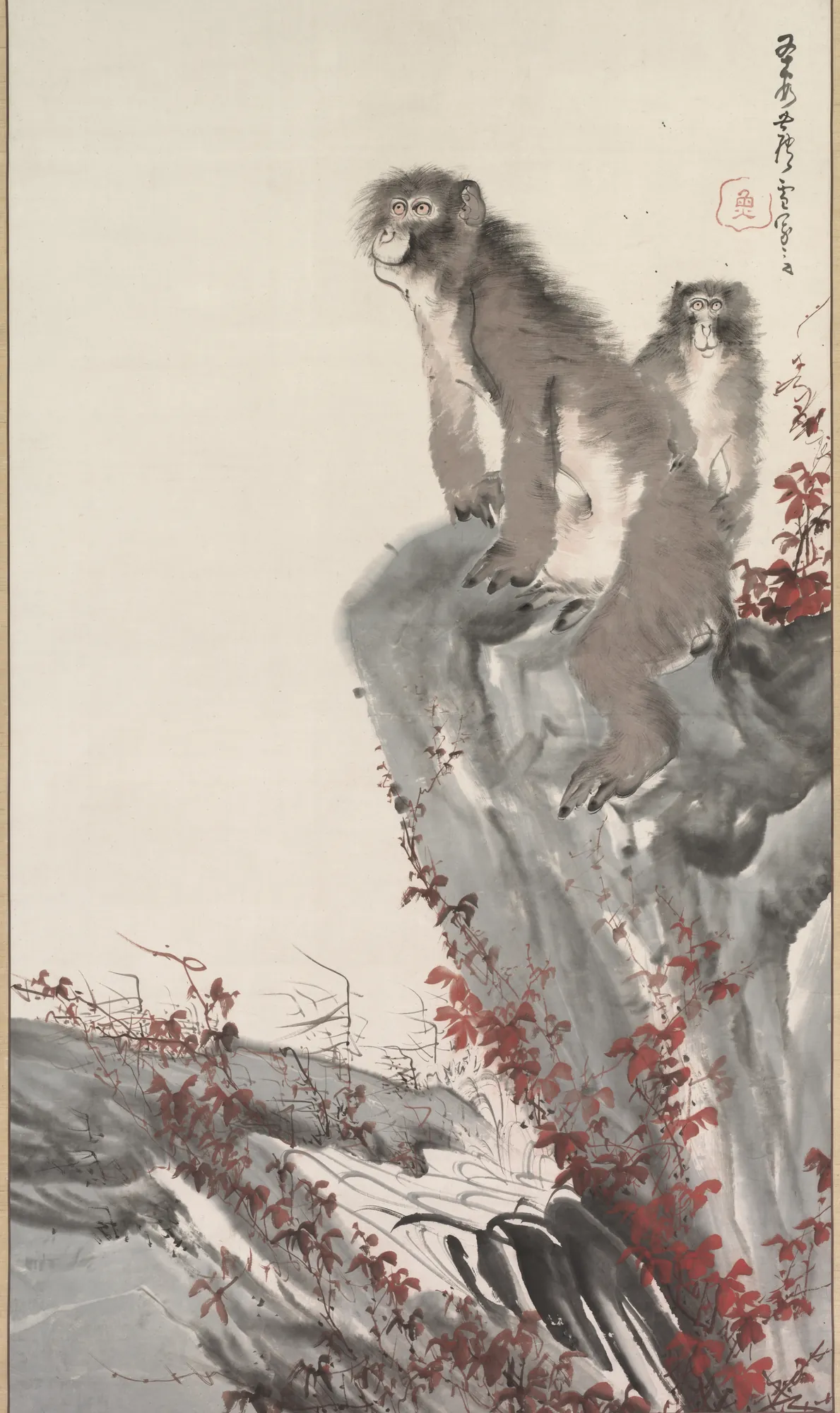 Monkeys by a Stream