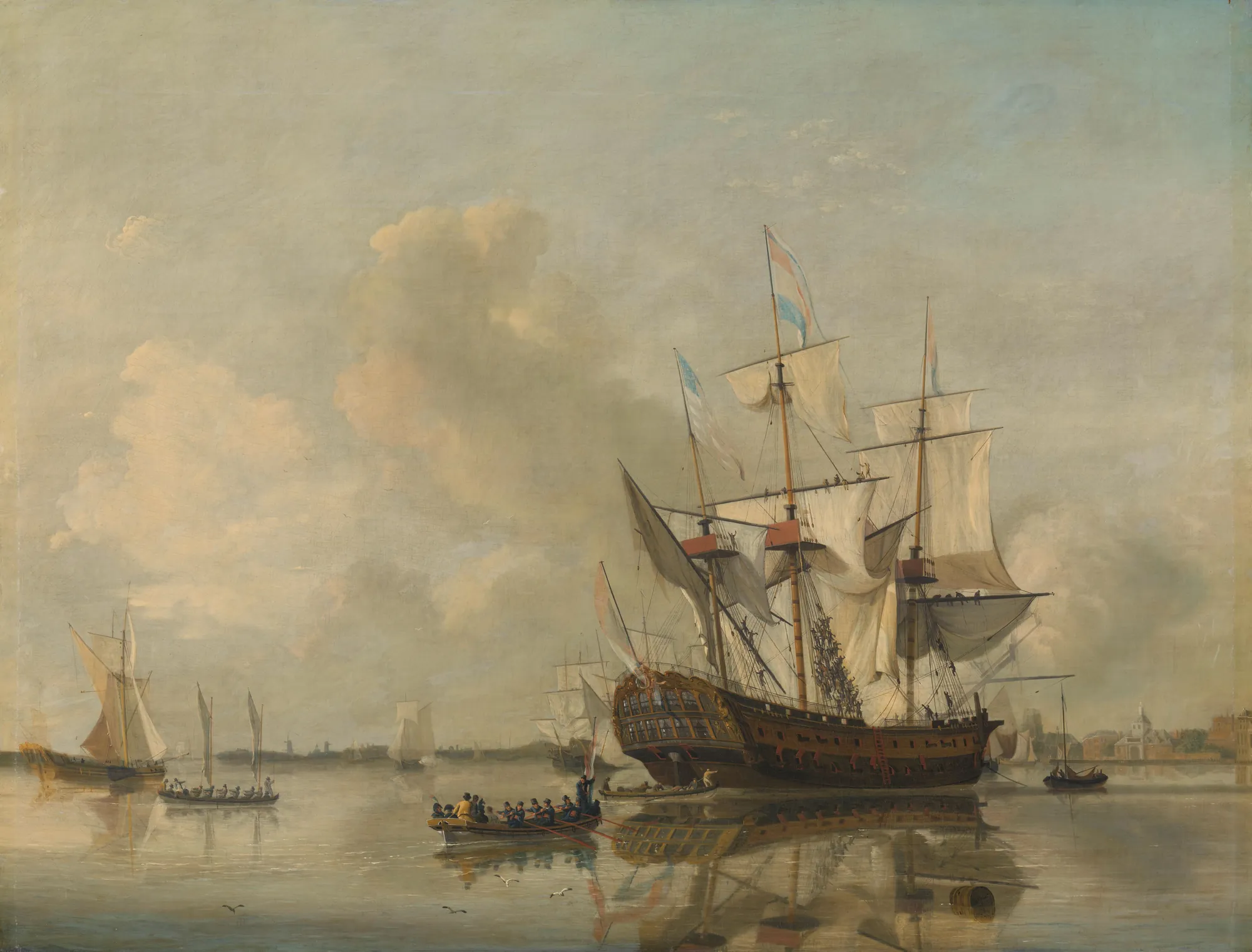 The Frigate 'Rotterdam' on the Maas