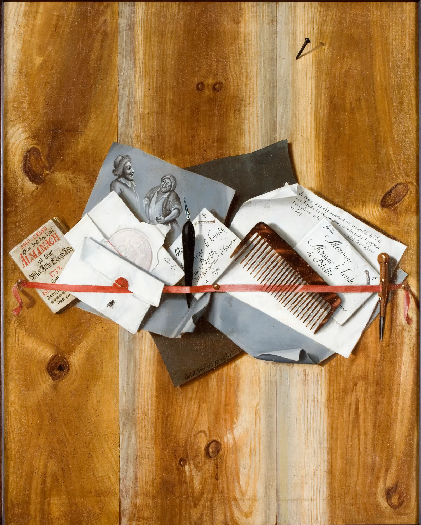 Trompe l'Oeil with Letters and Almanac